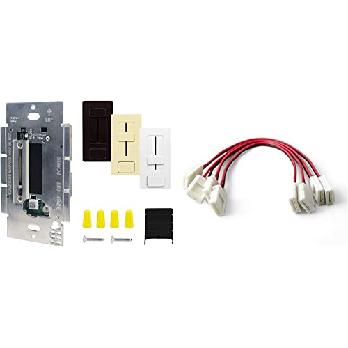 HitLights EZDim 120V AC to 12V DC 60W LED Driver & Dimmer Switch - Single Integrated Unit for LED Light Strips, 8mm 3528 Single Color Connector (6 Inch) - Perfect for Home, Kitchen, and Cabinet Lighting
