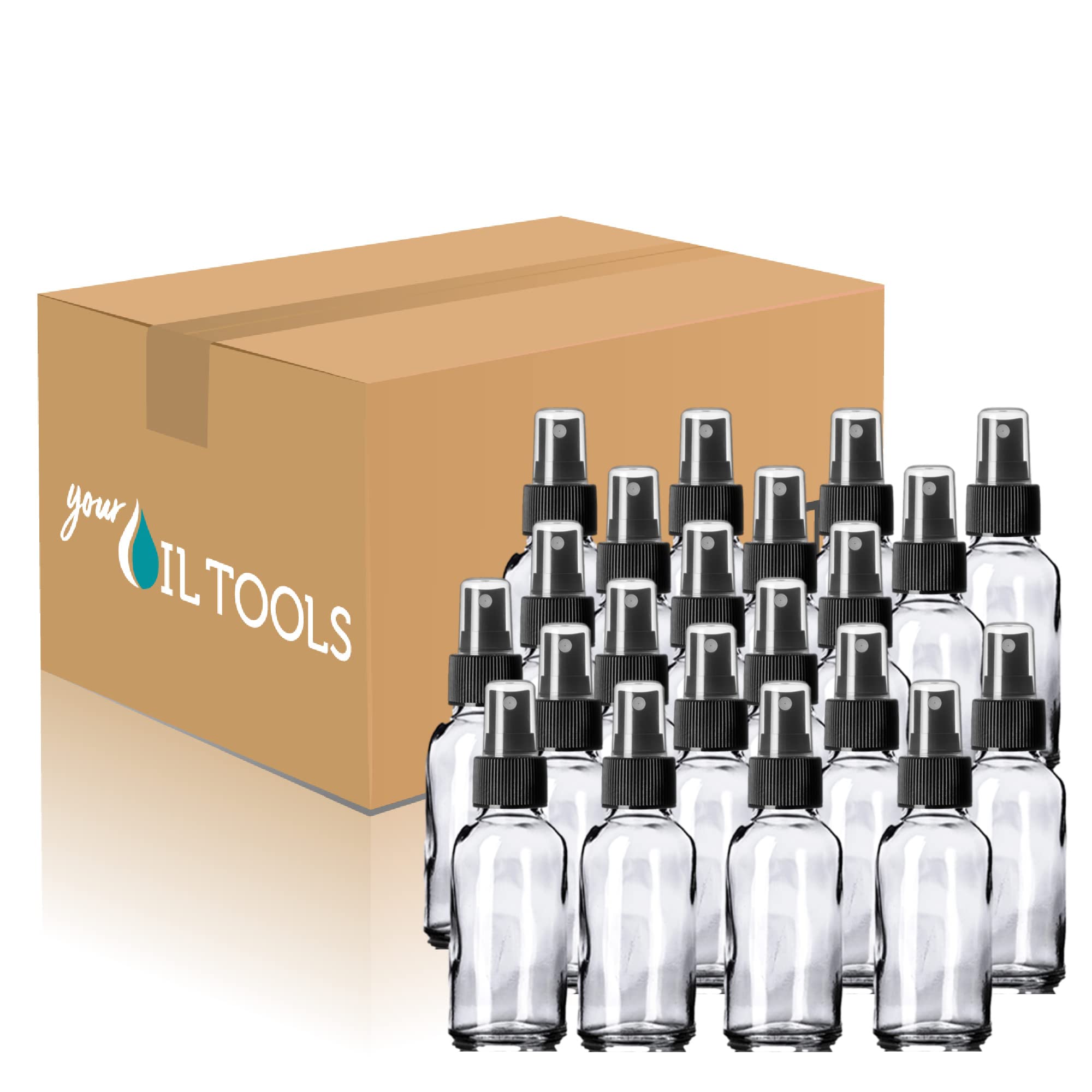 1 oz Clear Glass Bottle with Black Fine Mist Sprayer - 360 Pack for Essential Oils, Perfumes & DIY Beauty Products | Travel-Size Refillable Containers