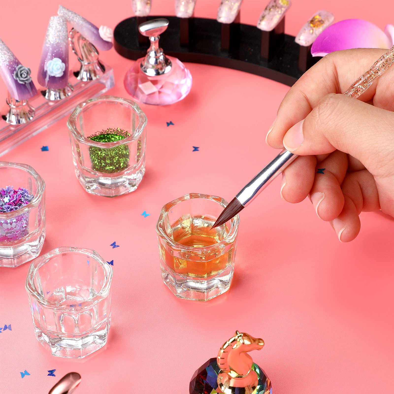 12-Piece Acrylic Nail Dappen Dishes Set - Crystal Clear Monomer Liquid & Powder Bowls for Nail Extensions, Manicure & Pedicure Salon Supplies (Great for Nail Art, Acrylic Powder Mixing & Polish Storage)
