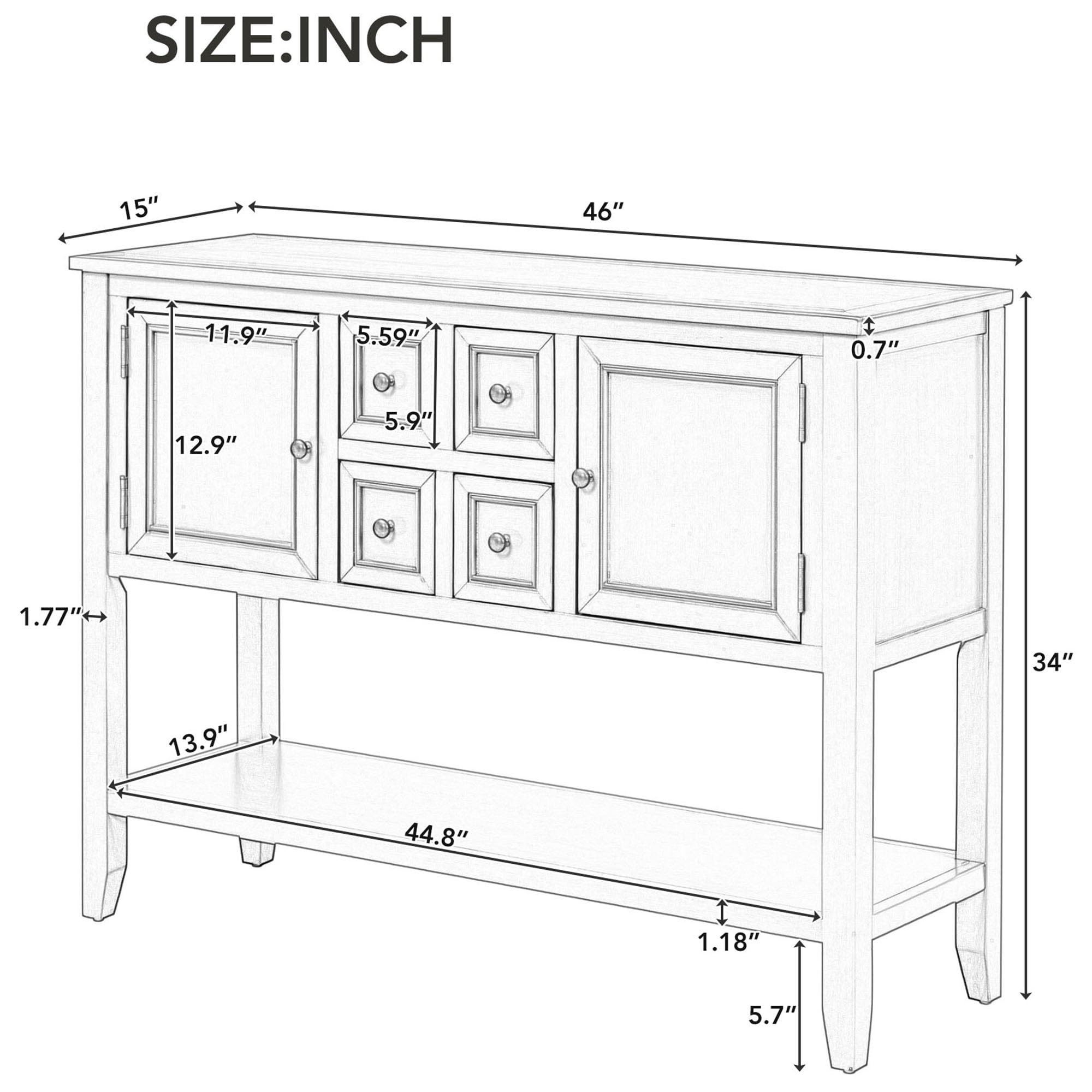 P PURLOVE Antique Grey Console Table with Storage Drawers & Bottom Shelf - Entryway Sofa Table, Buffet Sideboard for Living Room, Hallway & Dining Room Storage Solution