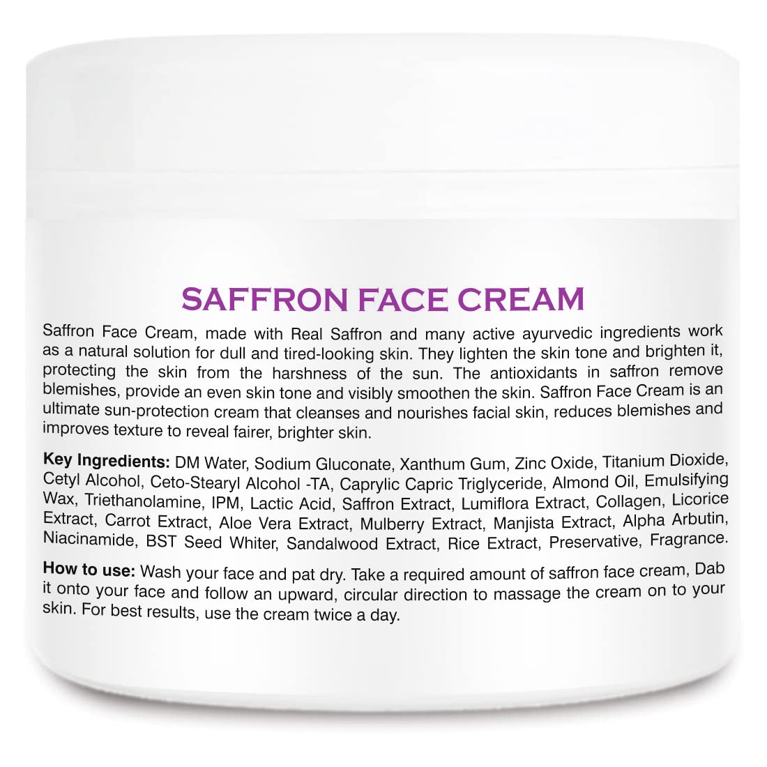 Pure Ayurvedic Saffron (Kesar) Face Cream for Glowing Skin - 50g | Natural Skin Brightening & Anti-Aging | Day & Night Moisturizer for Dry & Dull Skin | Pack of 1 | Perfect for Daily Skincare Routine & Special Occasion Prep