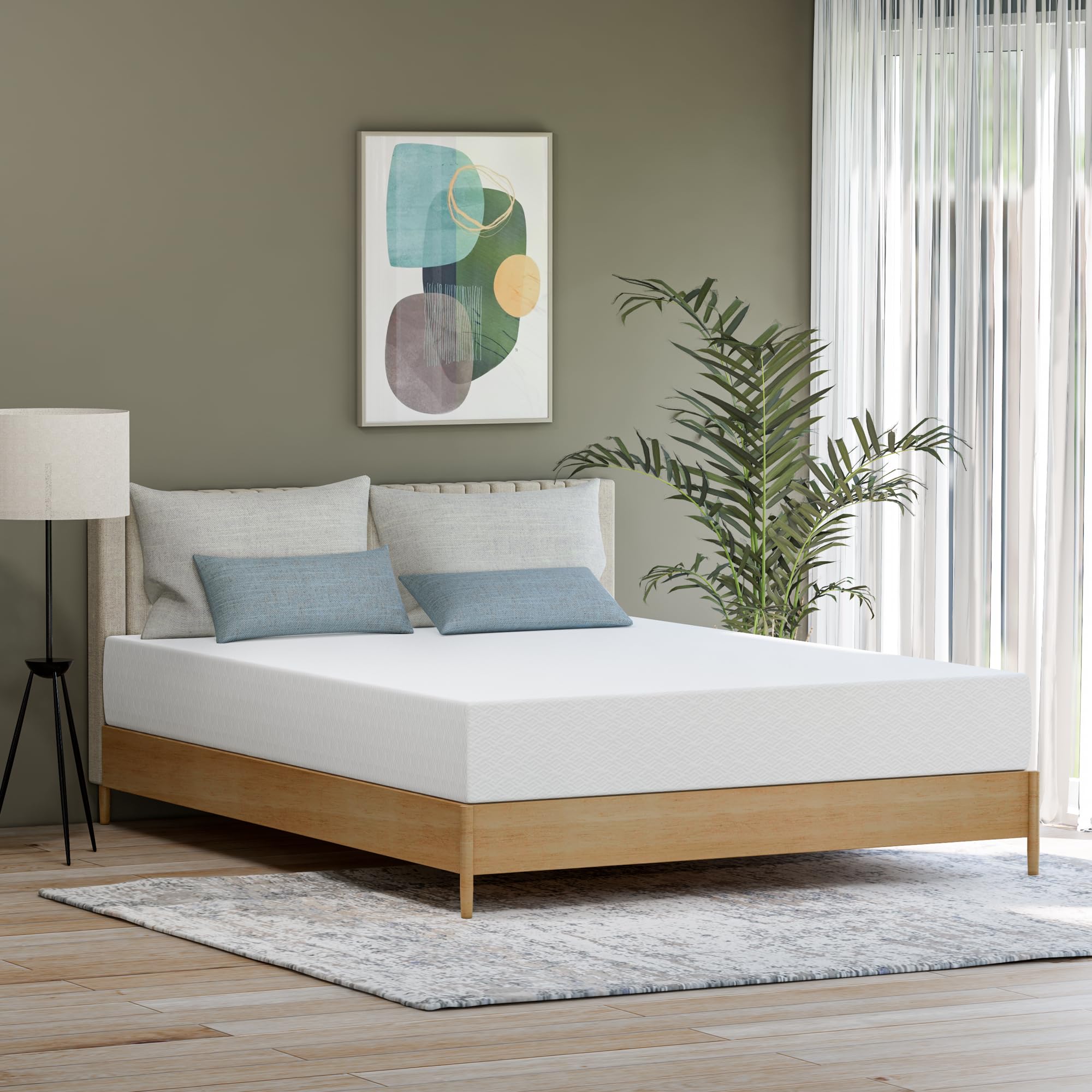 10 Inch Queen Green Tea Cooling Gel Memory Foam Mattress - Medium Firm, Pressure Relief, CertiPUR-US Certified - Mattress in a Box for Kids & Adults - Fiberglass Free - Perfect for Hot Sleepers & Back Pain Relief (Queen, 10 Inch)