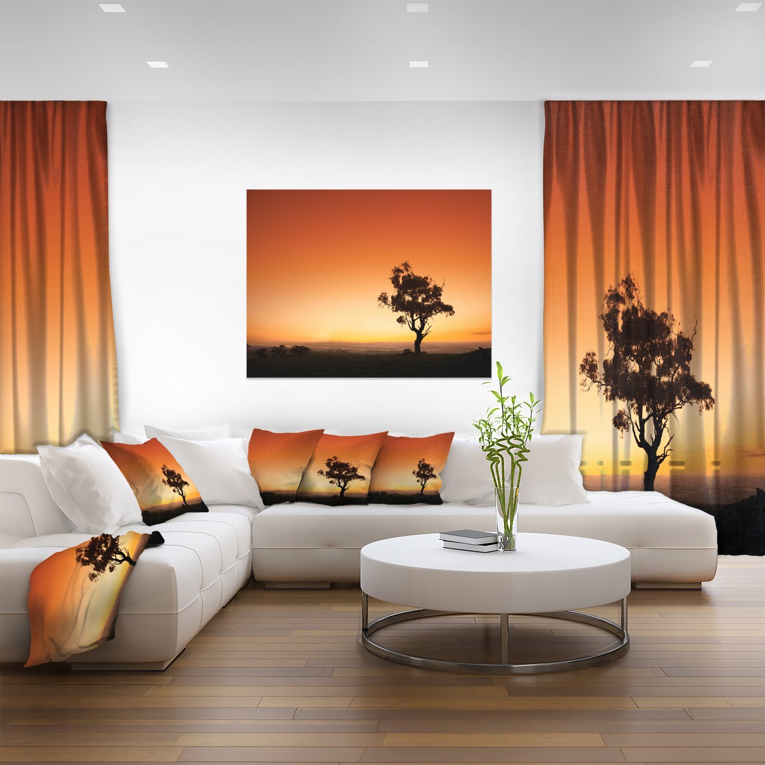 Extra Large Sunrise Landscape Wall Art with Lonely Tree - Modern Home Decor for Living Room, Bedroom & Office