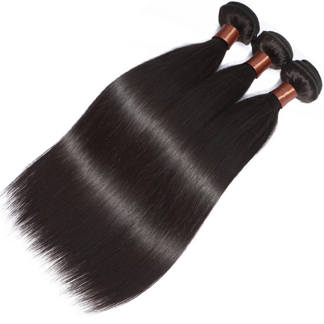 Brazilian Virgin Straight Hair 3 Bundles with 3-Part Lace Closure - Unprocessed Human Hair Extensions, Natural Black (20, 22, 24 +16 Inch) | Perfect for Daily Styling, Weddings & Special Occasions