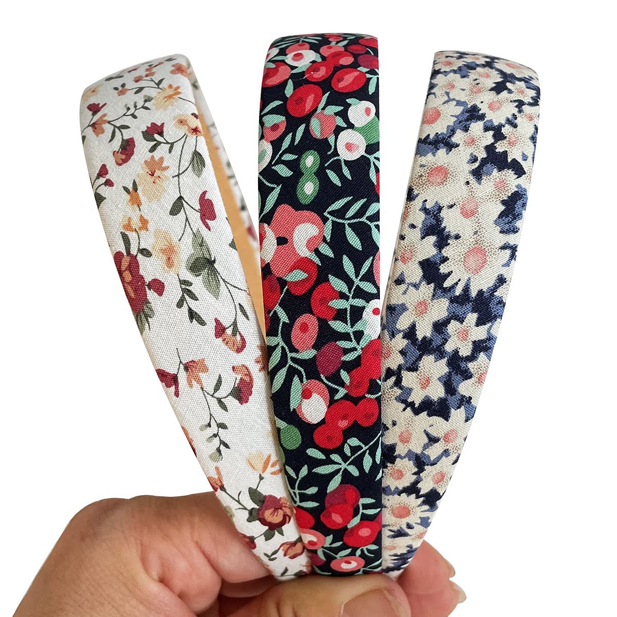 ASG 3-Pack 25mm Skinny Faux Leather Headbands for Women & Girls - Non-Slip Hair Hoops, Printed Hair Accessories (Random Designs) - Perfect for Work, School, and Everyday Style