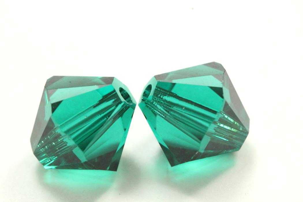 200pcs Authentic Preciosa 3mm (0.12 Inch) Small Faceted Bicone Crystal Loose Beads - Emerald Green - Compatible with Swarovski 5301/5328 - DIY Jewelry Making Supplies - Perfect for Necklaces, Bracelets, Earrings & Craft Projects - Pre-B324