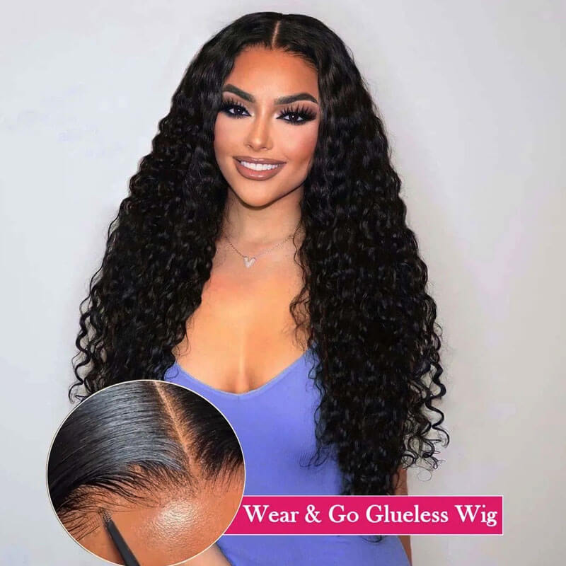 Eullair Wear Go Glueless Wig - Water Wave 6x4 5x5 HD Lace Closure Human Hair Wigs for Women | Pre-Cut Lace, Natural Hairline & Beginner Friendly | Perfect for Daily Wear, Parties & Special Occasions