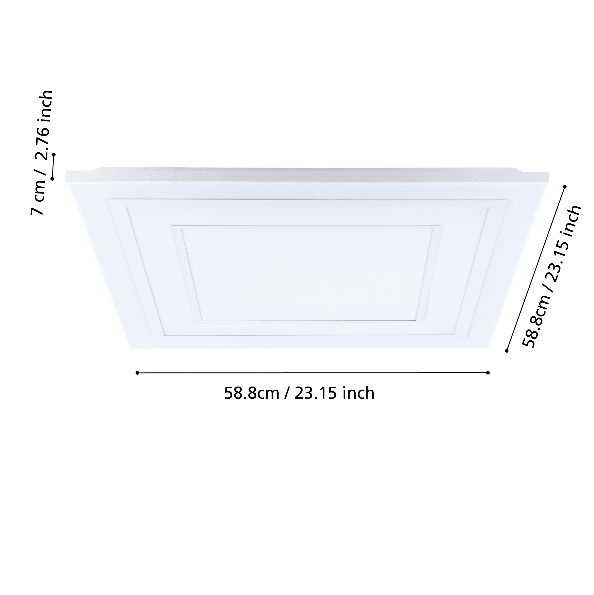 Eglo Albarca 59cm White Square LED Flush Mount Ceiling Light - Modern Lighting for Living Room, Bedroom, or Kitchen