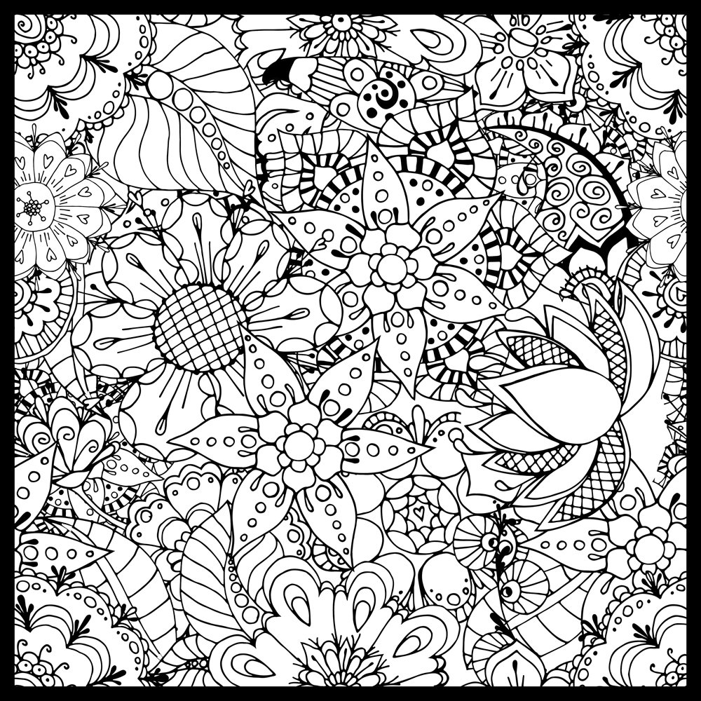 Floral Garden ColorMe! Wall Mural by Magic Murals - Premium Adult Coloring Wallpaper for Stress Relief & Home Decor - Perfect for Bedrooms, Living Rooms & Creative Spaces