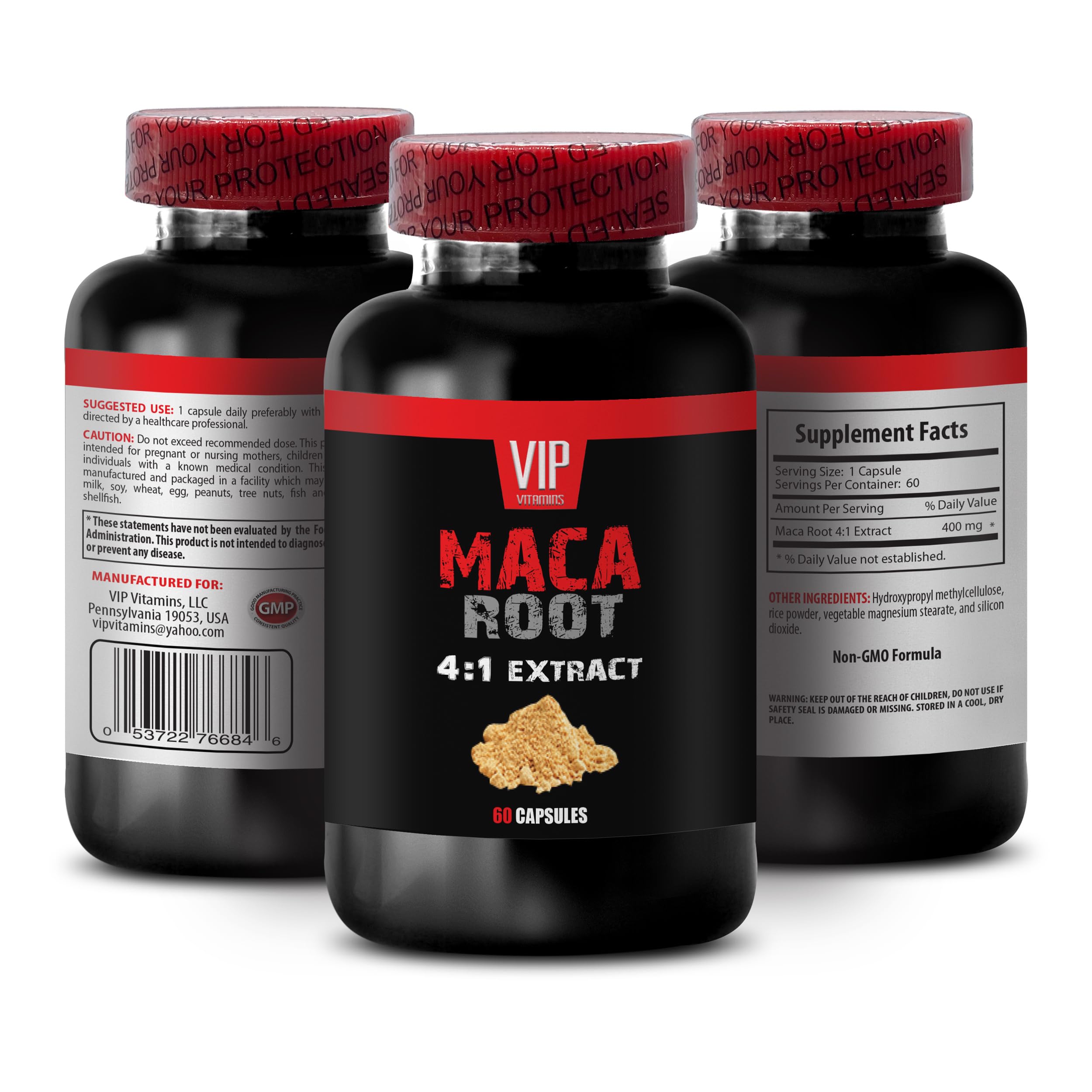 Premium Maca Root Supplement 1600mg - 4:1 Extract for Energy & Male Enhancement - Natural Maca Root Capsules for Men, Sexual Performance Pills, Stamina Booster - Perfect for Workout Recovery & Intimate Moments (60 Capsules)