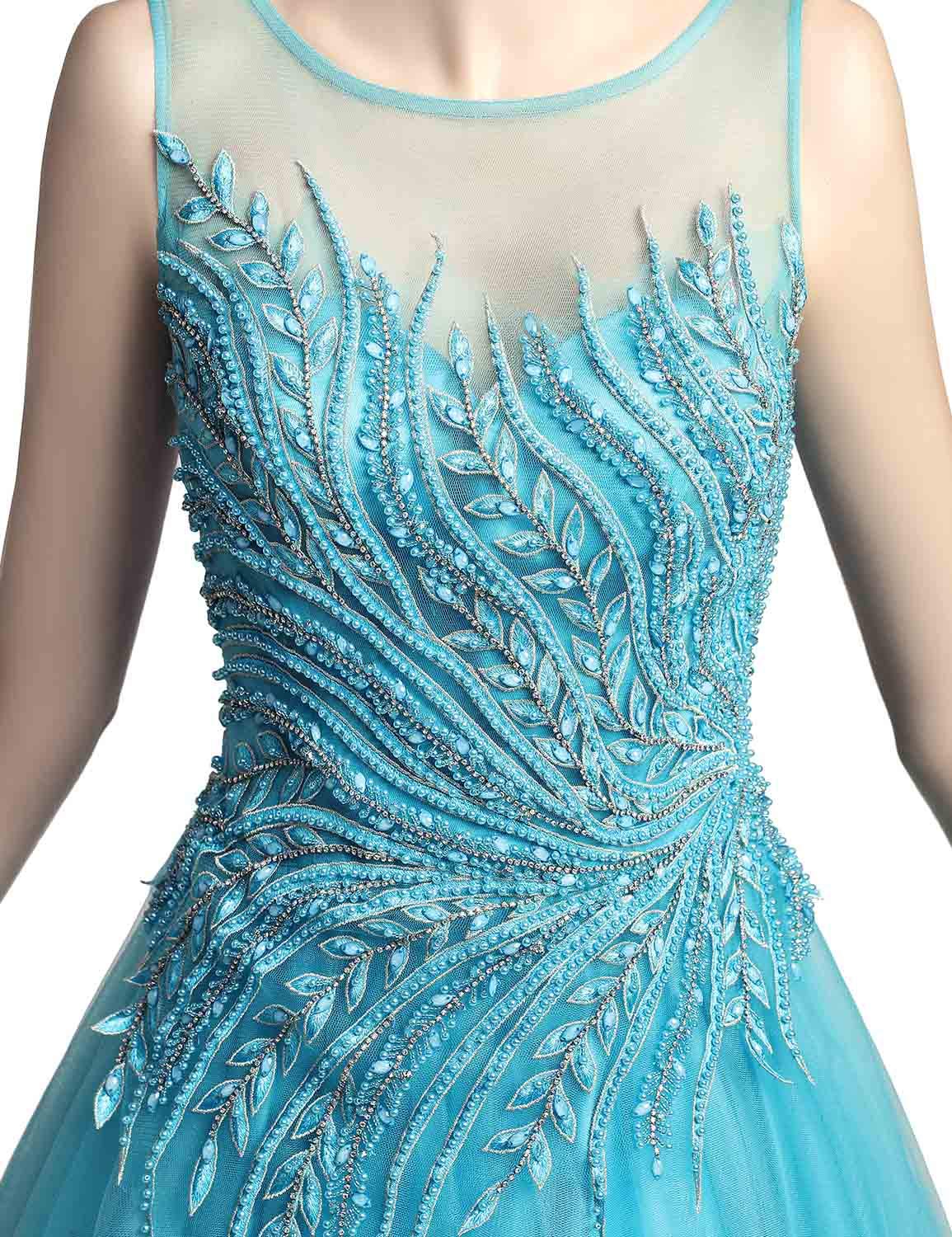Sarahbridal Women's Prom Evening Dresses 2023 - Long Beaded Pearls Wedding Party Ball Gowns for Formal Events, Homecoming, Bridesmaid & Special Occasions