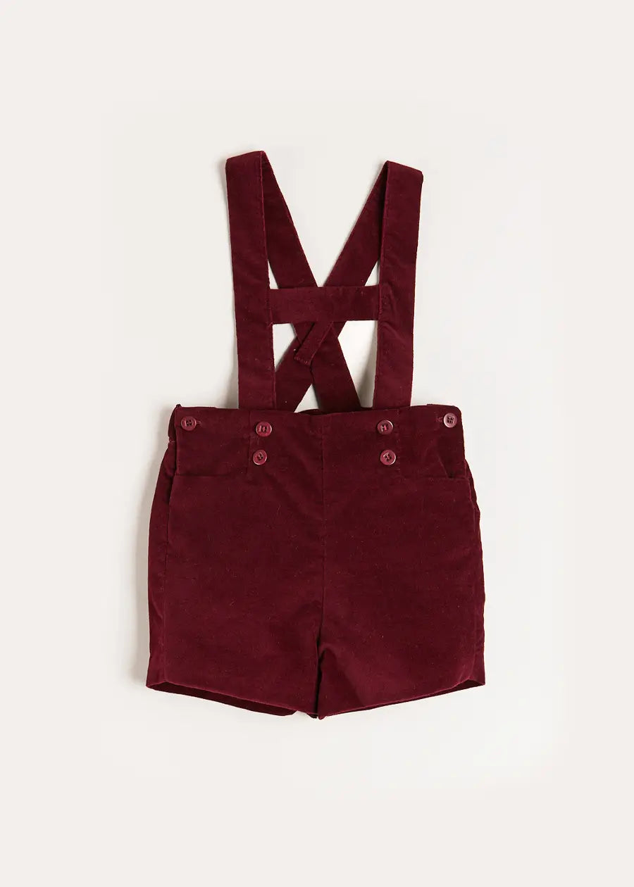 Velvet Button Detail Adjustable Shorts with Suspenders for Toddlers (18 Months to 4 Years) - Perfect for Playdates, Preschool & Family Outings