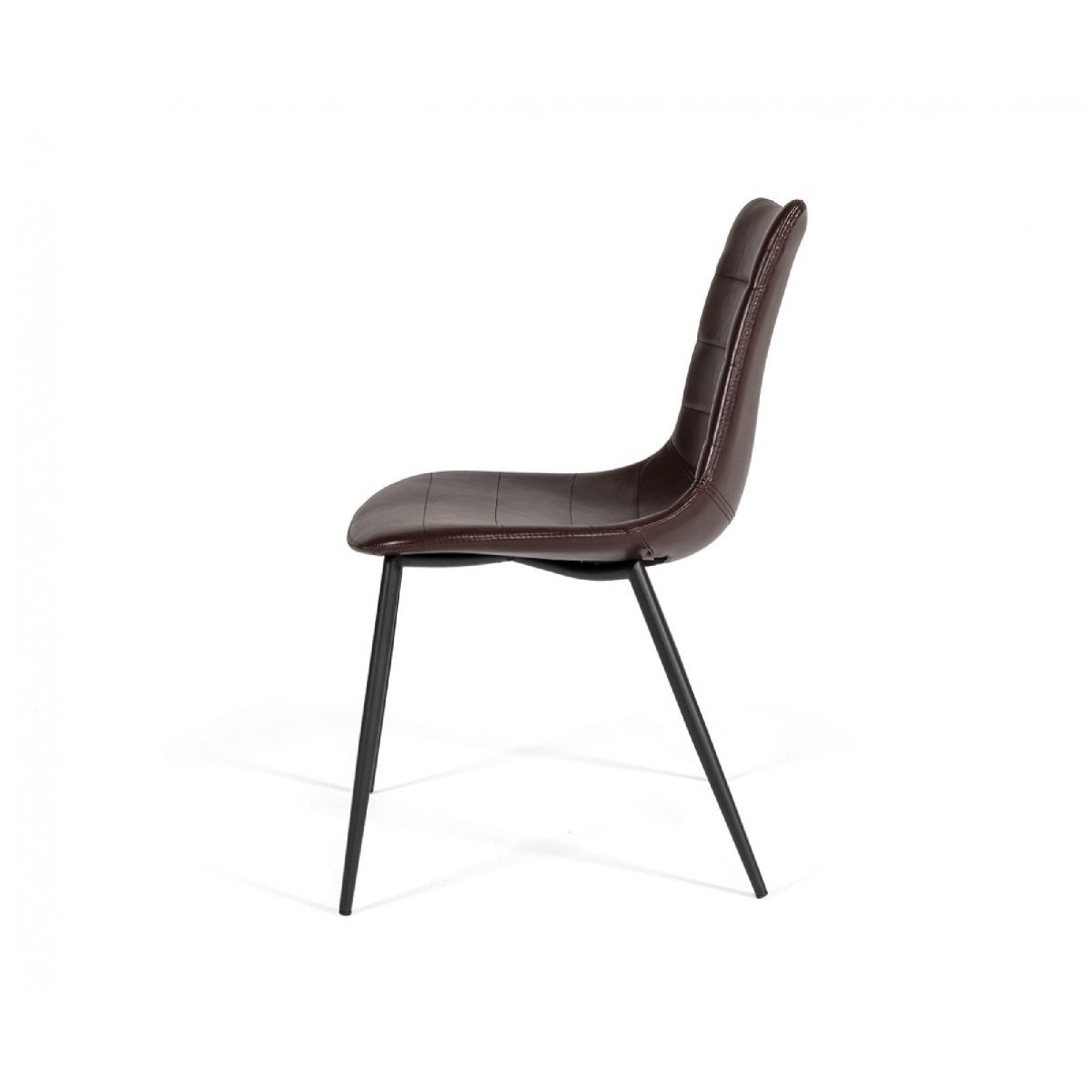 Benjara 2-Piece Brown Leatherette Dining Chairs with Horizontal Stitching - Modern PU Leather Kitchen Chairs for Dining Room, Restaurant & Office