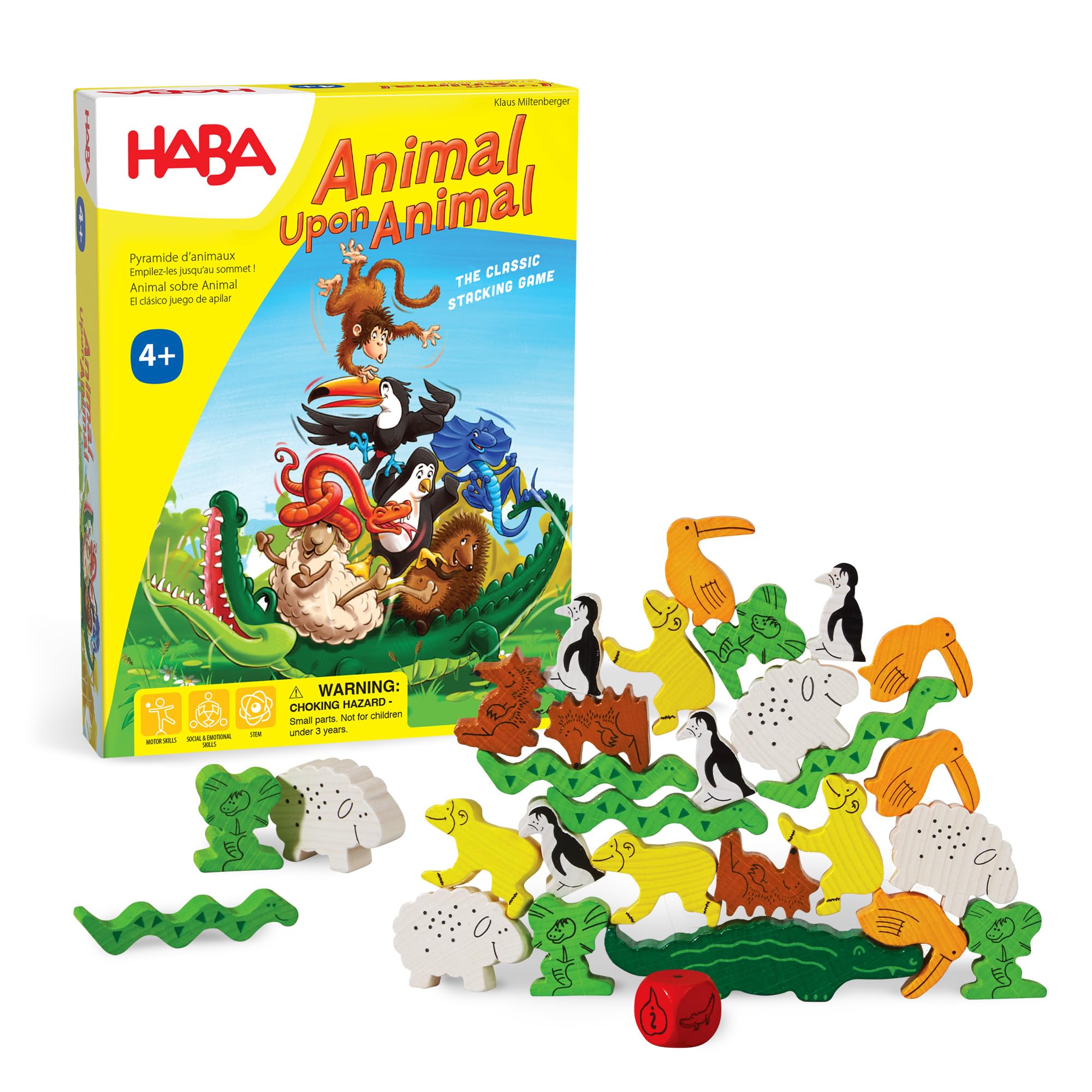 HABA Animal Upon Animal - Classic Wooden Stacking Game for Kids & Adults | Fun Family Board Game | Dexterity & Party Game for Ages 4-8 | Perfect for Birthday Parties, Family Game Nights & Classroom Activities | Made in China