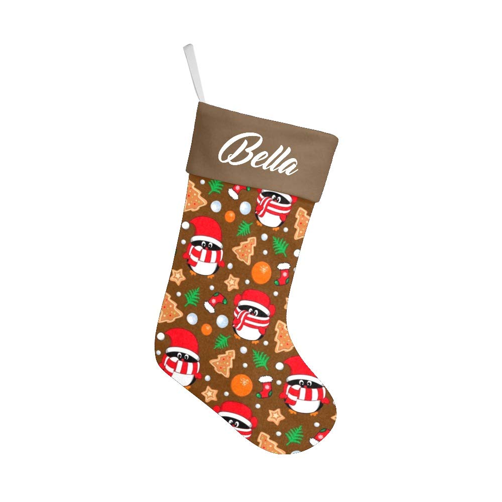 Personalized Christmas Stockings with Penguin Design - Custom Name Xmas Stocking for Holiday Decor (17.52 x 7.87 Inch) - Perfect for Fireplace Mantel, Gift Exchange & Festive Home Decoration