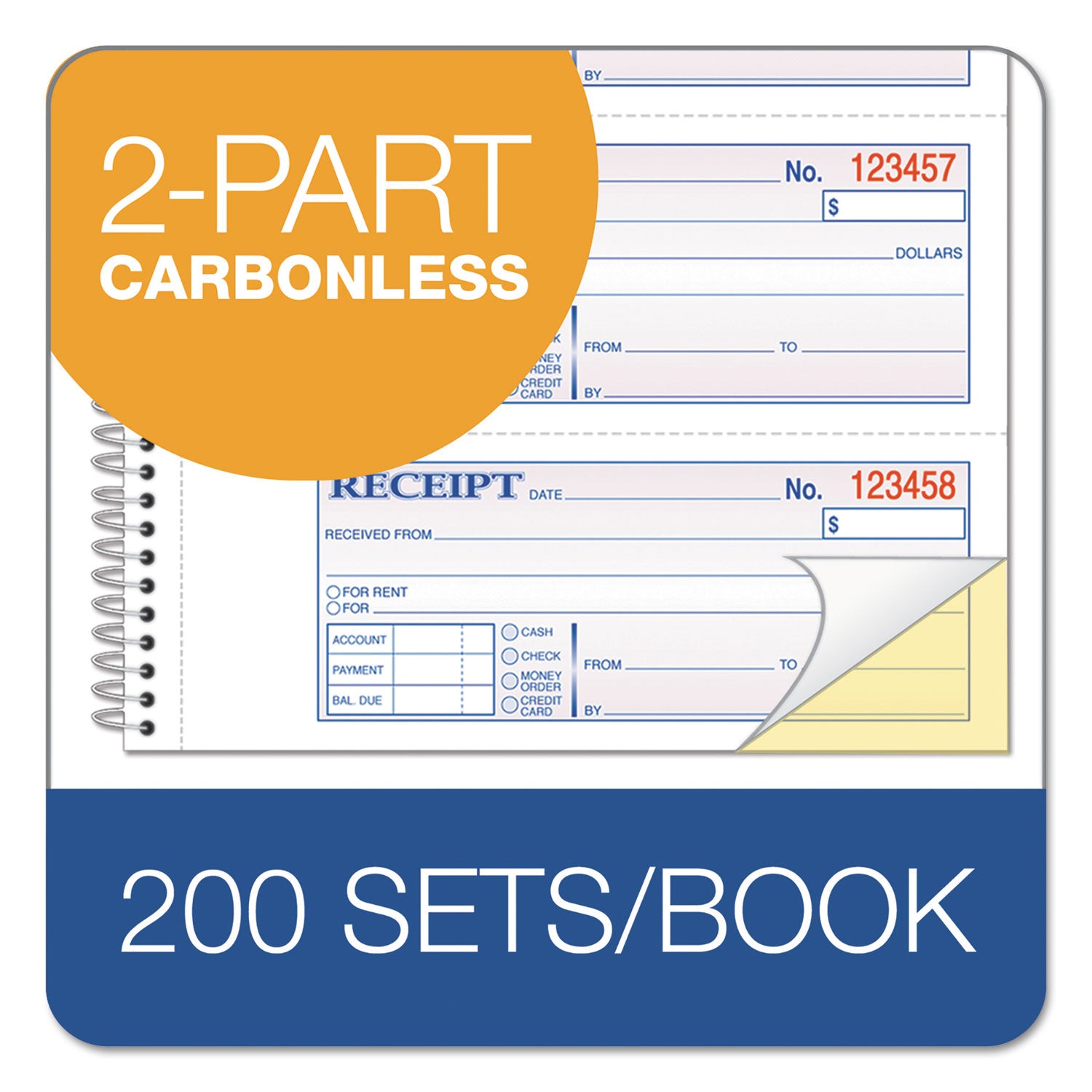 Adams® Multipart Money and Rent Receipt Book - 2-Part Carbonless, 7.13