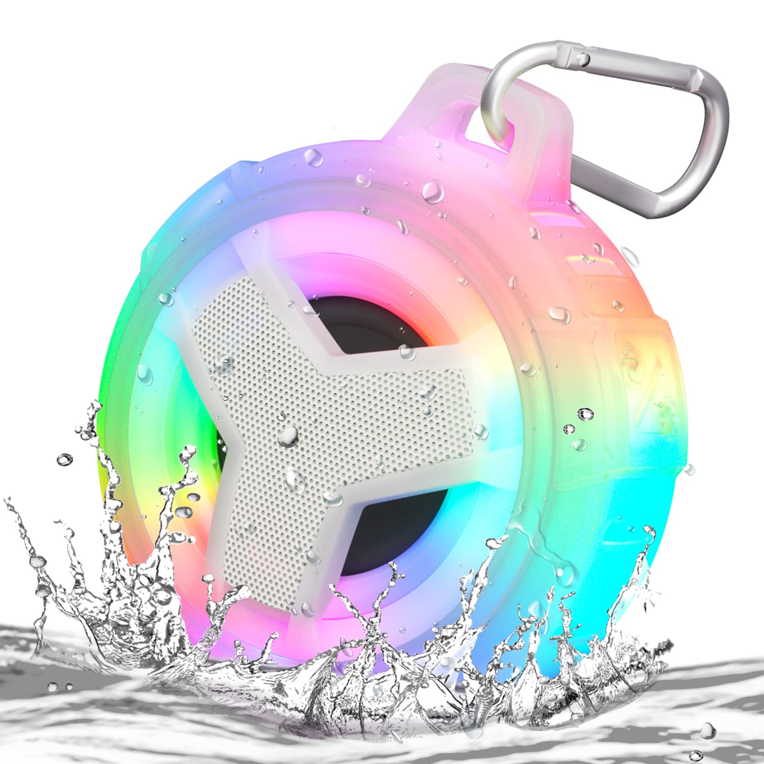 EBODA IP67 Waterproof Bluetooth Shower Speaker with LED Lights | Portable Wireless Speaker | 2000mAh Battery | True Wireless Stereo | Perfect for Pool, Beach, Camping & Outdoor Activities | Great Gift for Men & Women