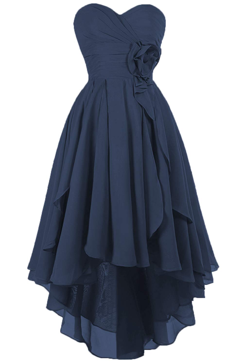 JAEDEN Elegant High Low Prom Dress with Floral Detail - Formal Evening Gown for Homecoming, Prom Night & Special Occasions