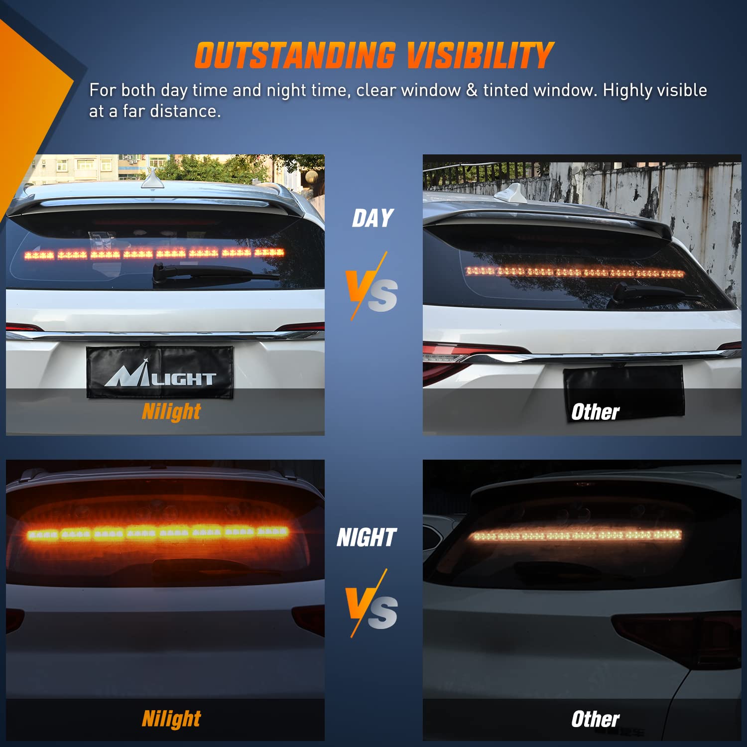Nilight 35-Inch Traffic Advisor LED Strobe Light Bar - 32 LEDs, 21 Flash Patterns, Cigar Lighter Plug for Emergency Warning & Safety - Ideal for Trucks, Police Cars, Construction Vehicles & Roadside Assistance