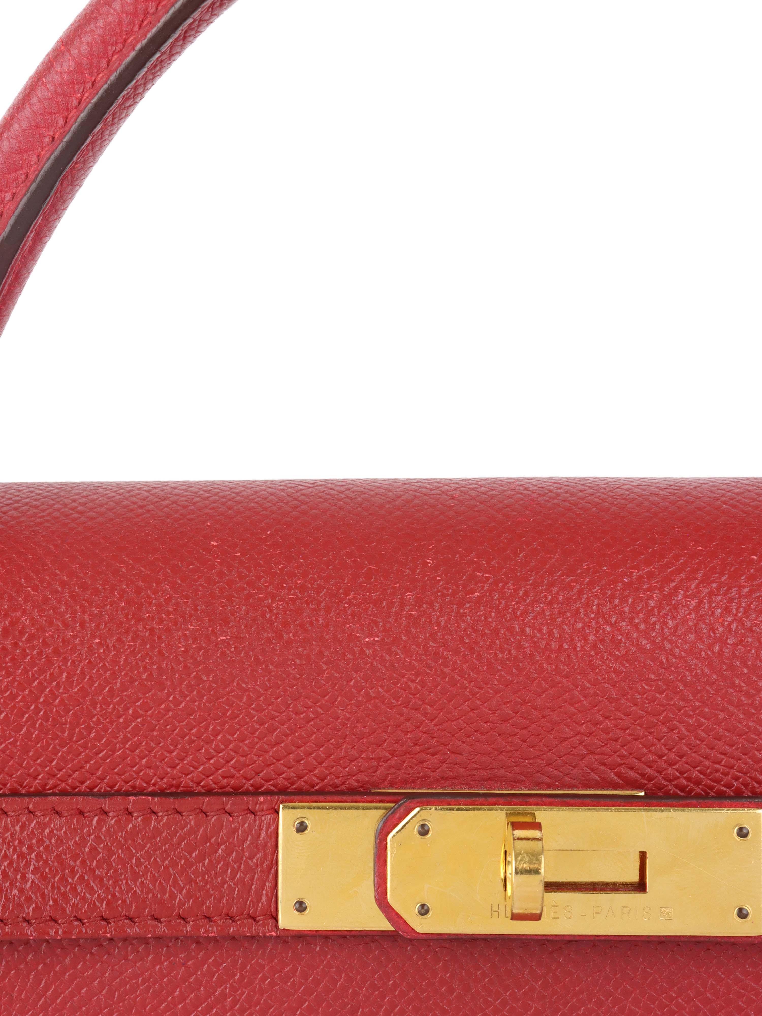 Authentic Hermes Kelly 32 Bag Rouge H Red Gold Hardware 1994 Vintage - Luxury Handbag for Women, Perfect for Parties & Special Occasions