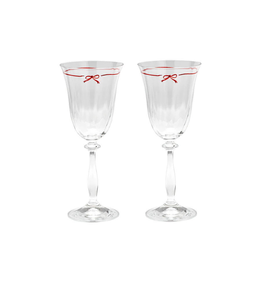 Premium Bistro Optic Wine Glasses Set of 2 - Elegant Stemware for Red & White Wine - Perfect for Dinner Parties, Romantic Dates & Home Entertaining