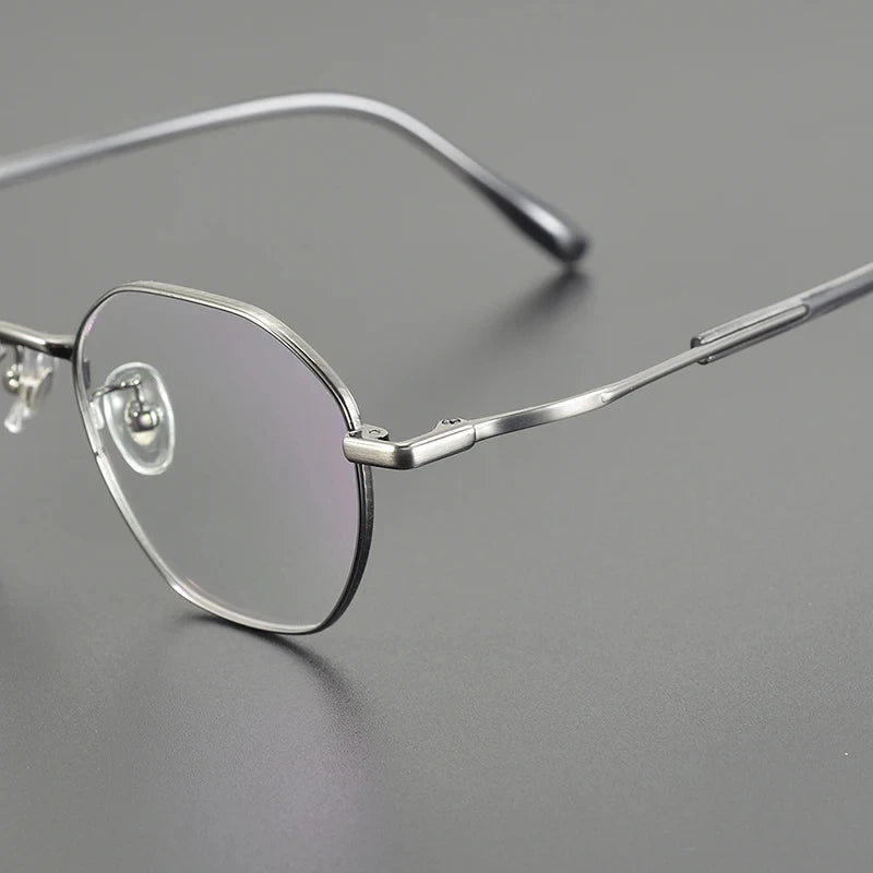 Aimee Unisex Full Rim Flat Top Round Polygon Titanium Eyeglasses 5016 - Lightweight & Durable Eyewear for Work, Reading & Fashion (Available in Multiple Colors)