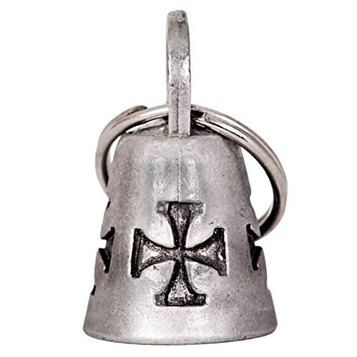 Hot Leathers BEA1005 Silver Iron Cross Guardian Bell for Motorcycles - Protective Bike Accessories for Riders, Bikers & Cruisers (Great Gift for Harley Davidson Enthusiasts)