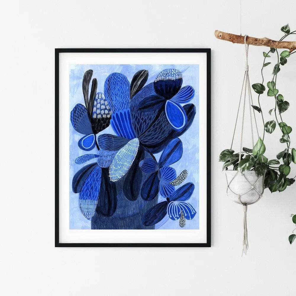 Wild Blue Bunch Abstract Art Print - Modern Wall Decor for Living Room, Bedroom & Office - Perfect for Home & Office Decor