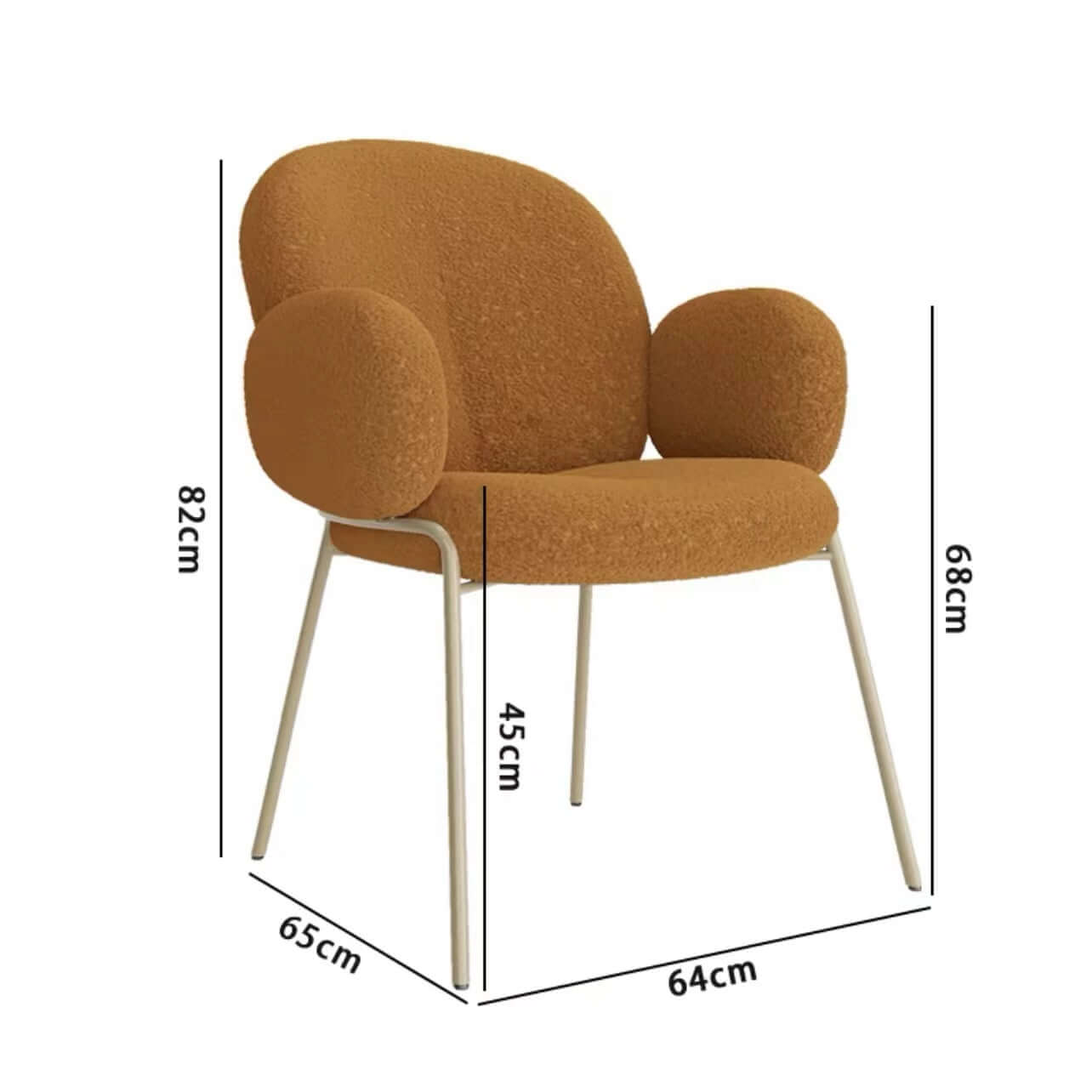 Ivory White Boucle Accent Chair with White Metal Legs - Modern Upholstered Lounge Chair for Living Room, Bedroom, or Office Decor