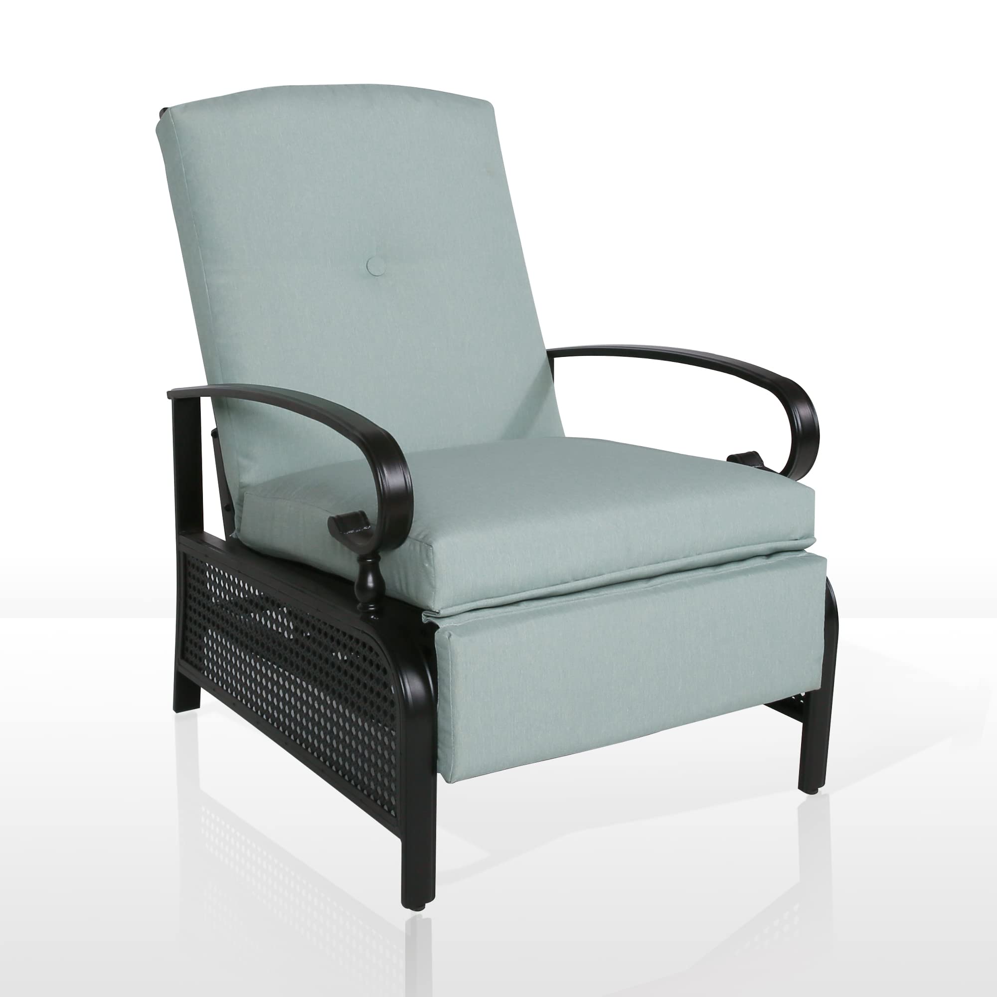 Adjustable Outdoor Recliner Chair with Cushion & Armrests - Turquoise Patio Lounge Chair for Backyard, Poolside, Beach & Camping Relaxation