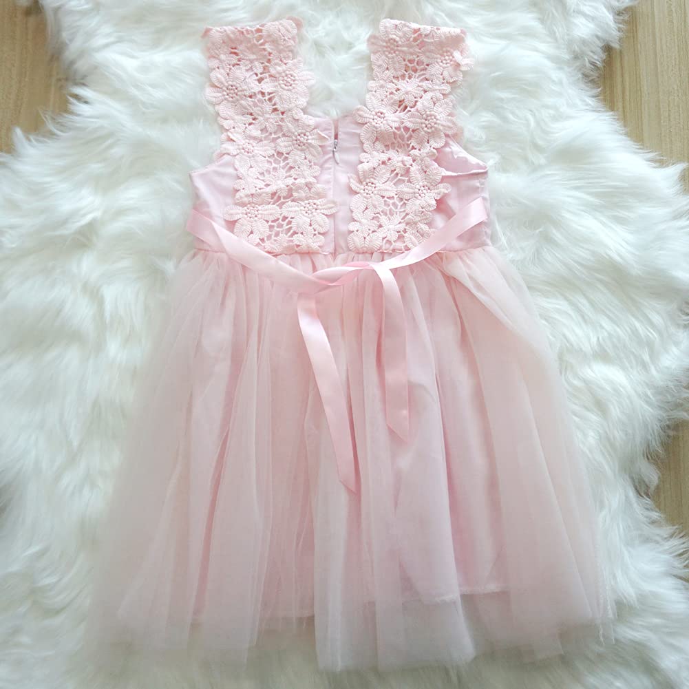Elegant Baby Girl Flower Lace Princess Tulle Dress for Wedding, Birthday Party, Photo Shoot & Special Occasions | Toddler Formal Dress with Floral Embroidery