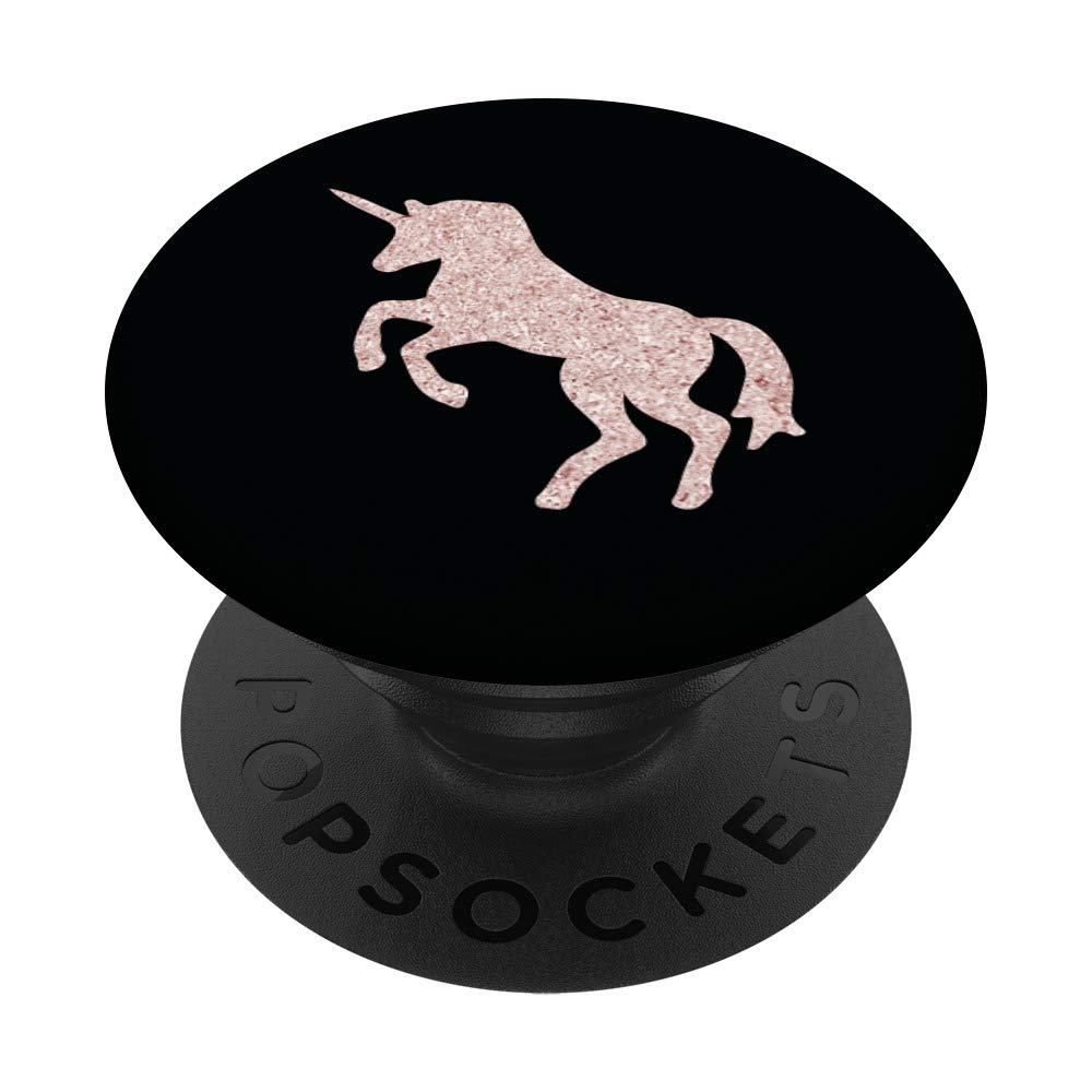 Rose Gold Unicorn Wall Art Print - Beautiful Black Background Home Decor for Bedroom, Living Room & Nursery