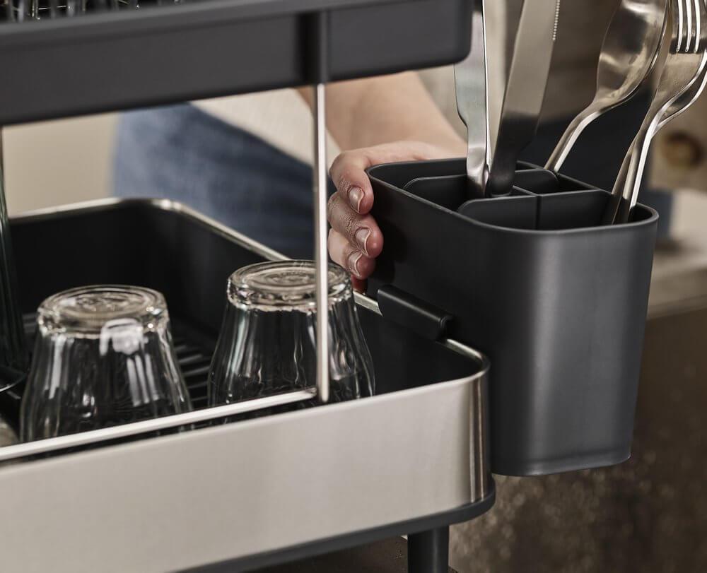 Joseph Joseph Excel Steel 2-Tier Dish Rack - Space Saving Kitchen Organizer for Drying Dishes, Cups & Utensils | Perfect for Small Kitchens & Countertops