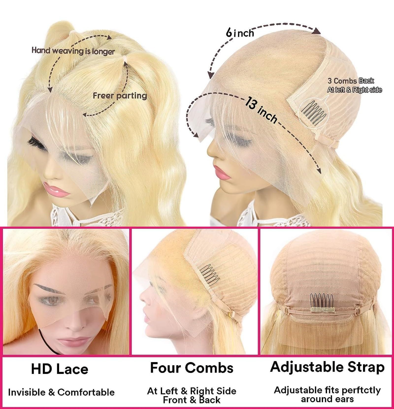 30 Inch 613 Blonde Human Hair Lace Front Wig - 210% Density 13x6 HD Lace Frontal with Pre-Plucked Baby Hair & Body Wave Texture | Perfect for Daily Wear, Cosplay, and Special Occasions