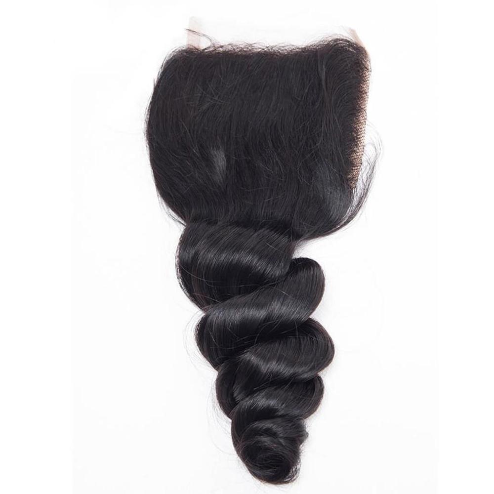 Premium Virgin Human Hair Bundles with Closure - 100% Natural Black Loose Wave Hair Extensions for Stunning Hairstyles | Perfect for Daily Wear, Parties & Special Occasions