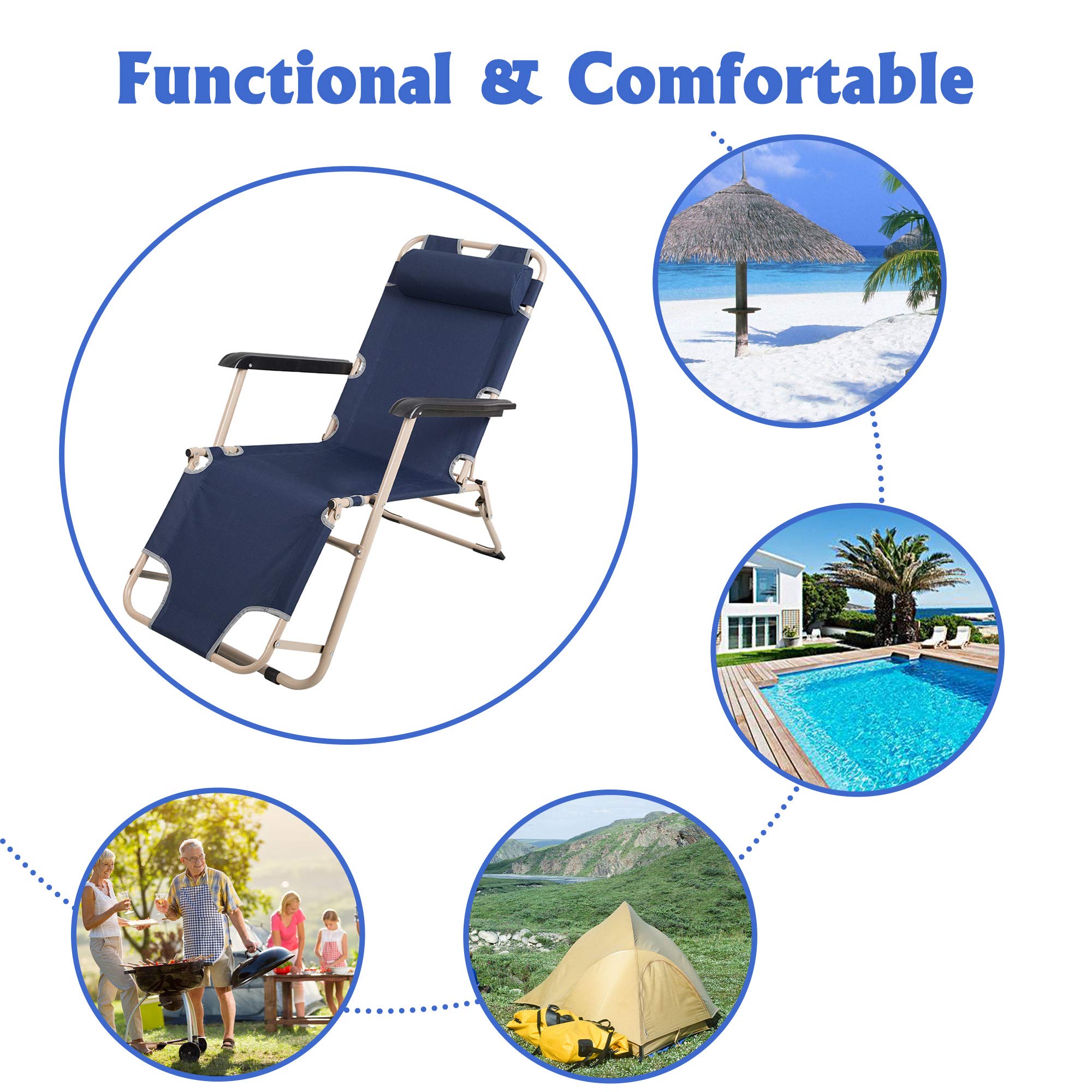 LUCKYERMORE 2-in-1 Portable Lounge Chair & Full Flat Cot - 60