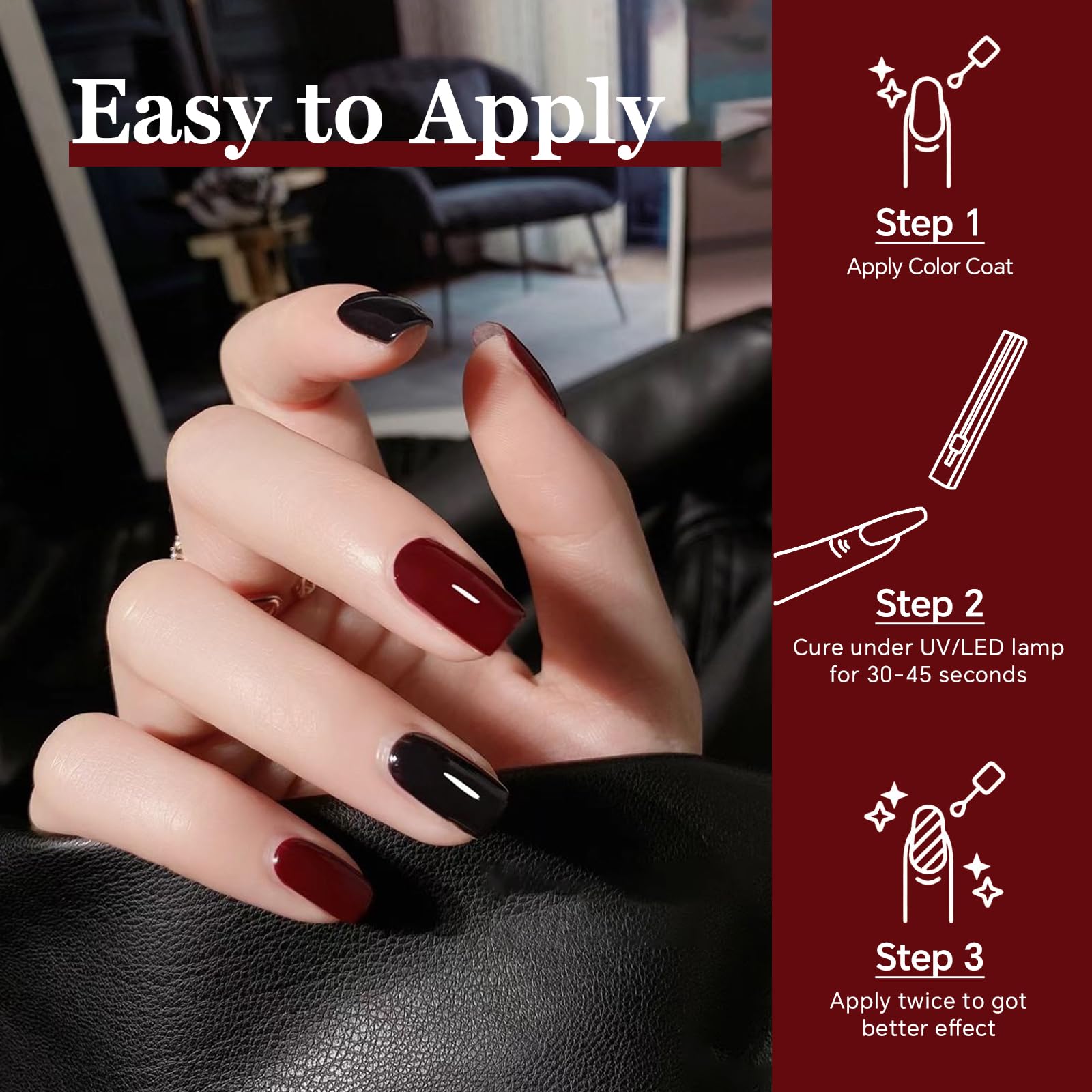 6 Colors Fall Gel Nail Polish Kit with UV Light - Orange, Brown, Red, Black Soak Off Gel Polish Set & Nail Lamp for DIY Manicure | Perfect for Autumn Winter Nail Art, Home Use & Gift for Women Girls