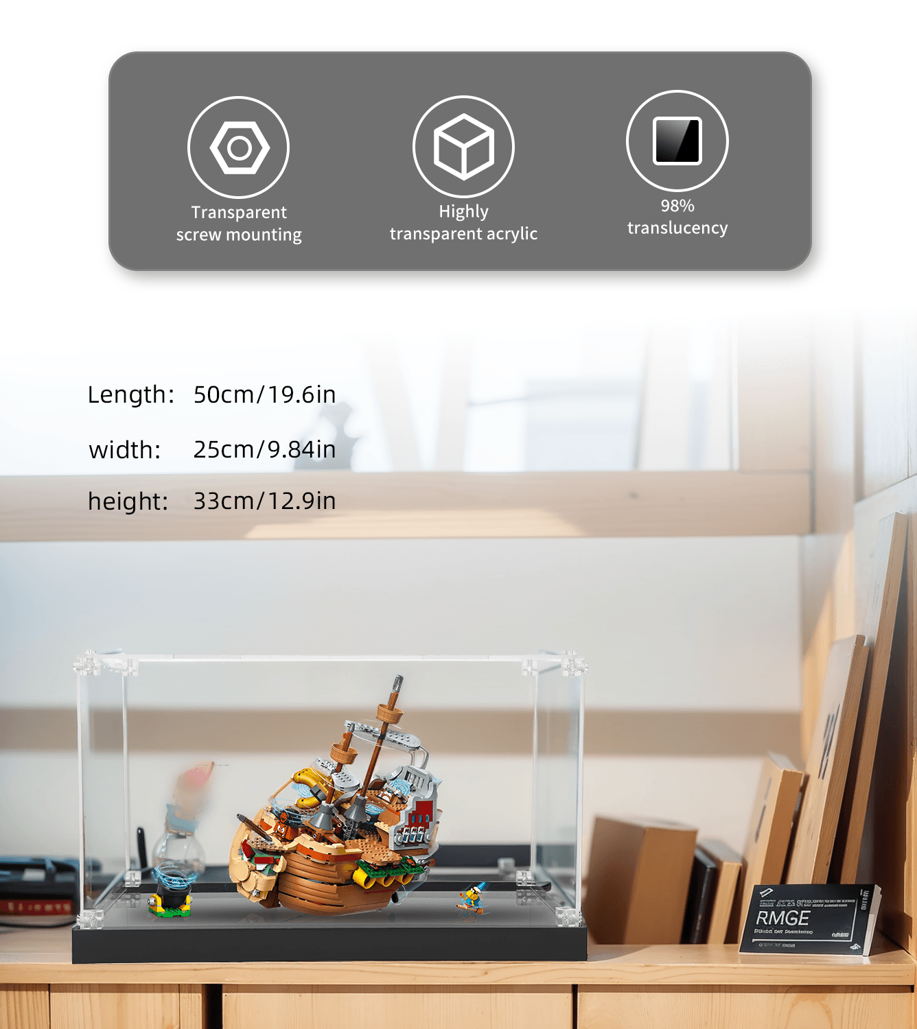 LEGO Super Mario Bowser's Airship 71391 Display Case - Clear Acrylic Protection for Collectible Building Sets | Perfect for Showcasing in Home, Office, or Gift Giving