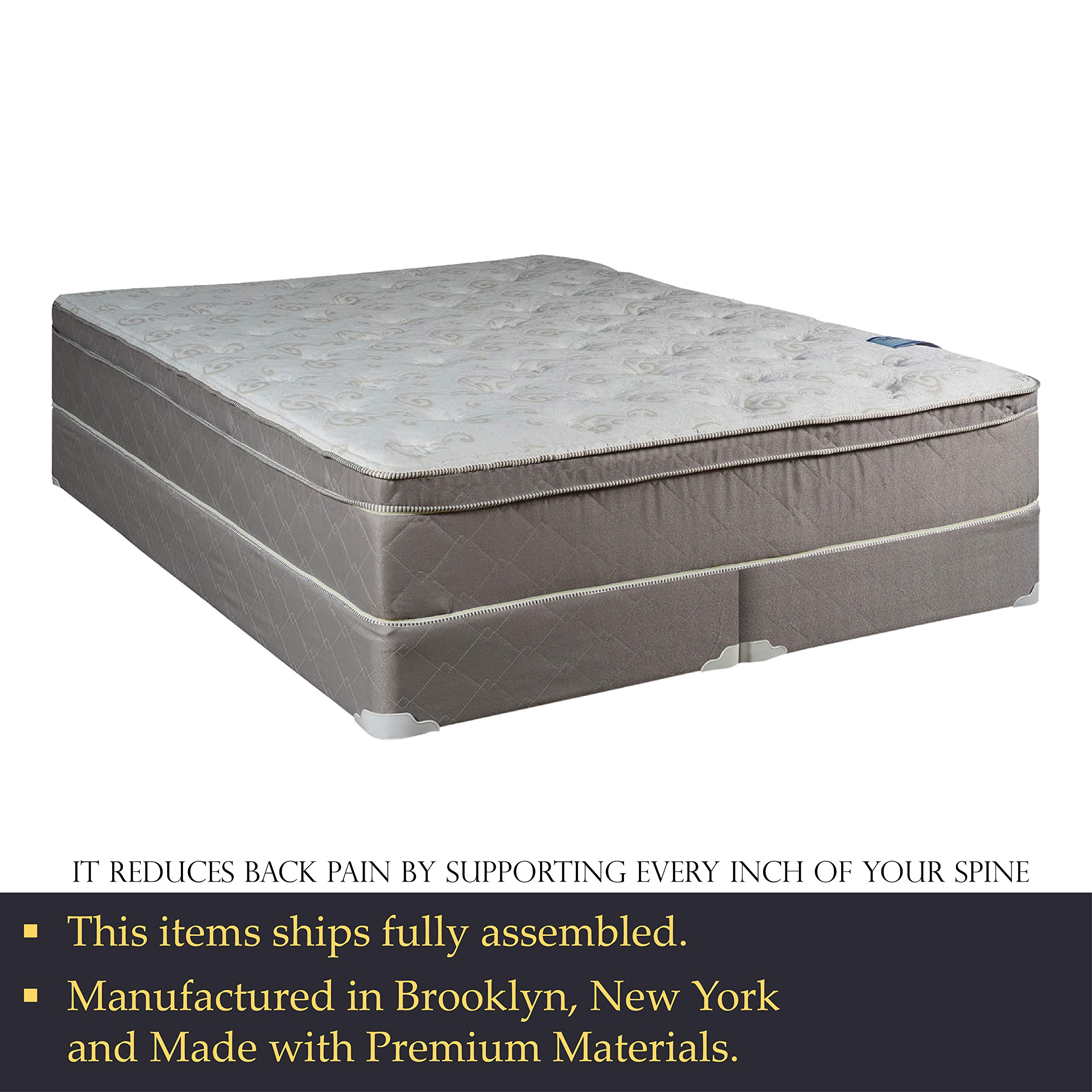 Continental Sleep Plush Foam Encased Hybrid Eurotop Innerspring Mattress Set - Full XL Size with 8