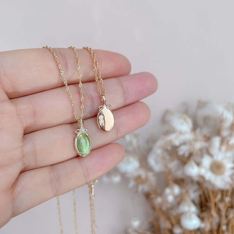 Natural Green Fluorite Gemstone Ring & Necklace Set | Healing Crystal Jewelry for Meditation & Energy Balance | GZ344