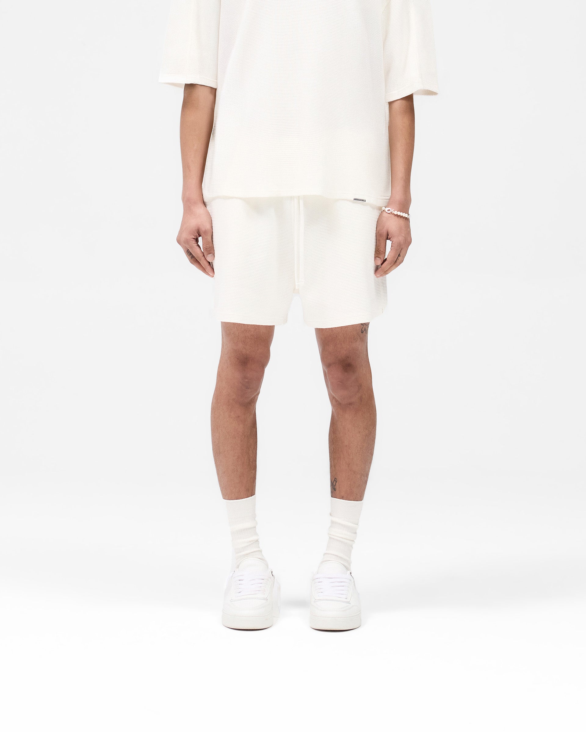 Waffle Shorts for Men & Women - Breathable Cotton Lounge Shorts in White | Perfect for Sleepwear, Yoga, and Summer Casual Wear