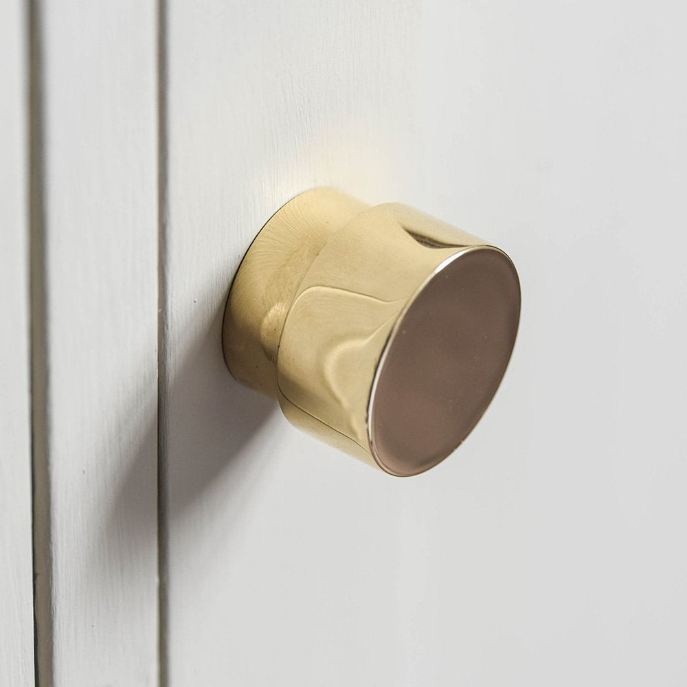 Polished Brass Drum Cabinet Knob - Vintage Style Hardware for Dressers, Cabinets & Drawers - Perfect for Home Decor & Furniture Upgrades