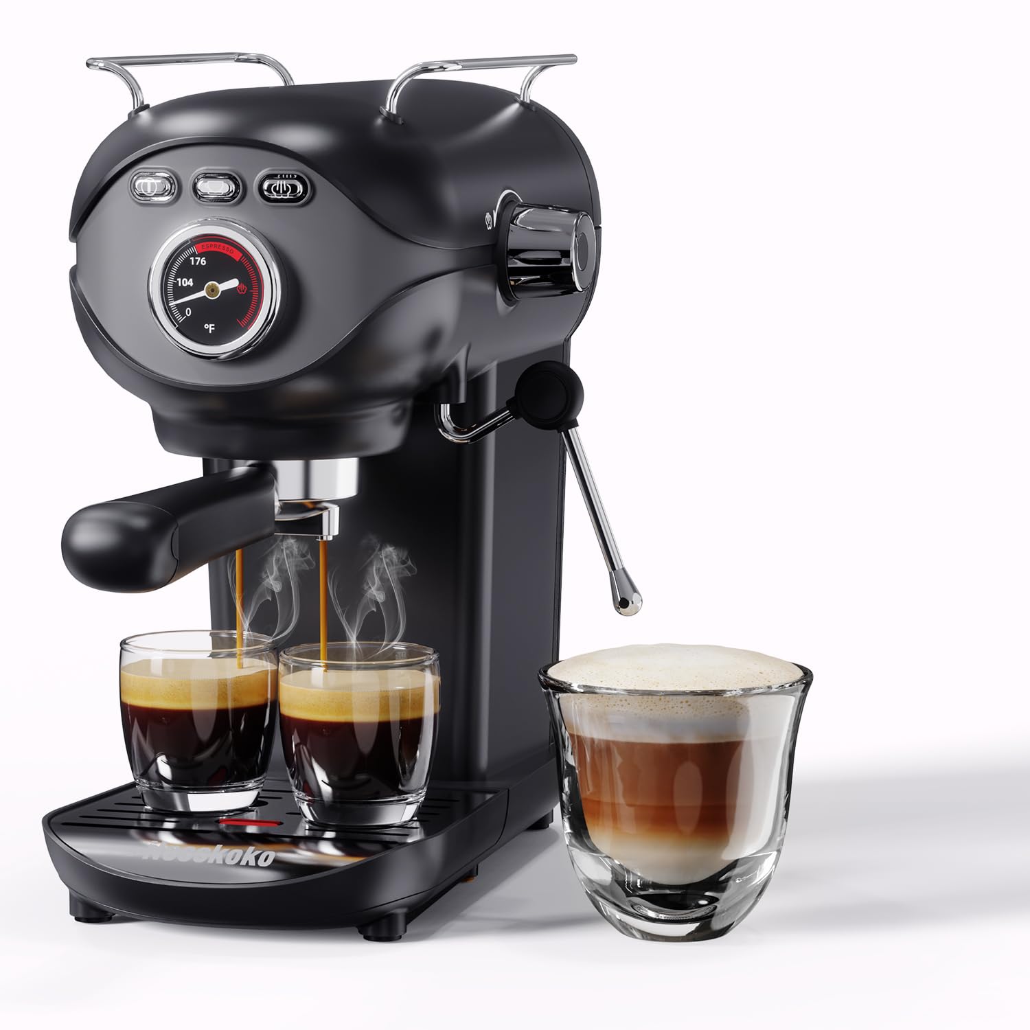 20 Bar Semi-Automatic Espresso Machine - Compact Home Coffee Maker with Stainless Steel Milk Frother for Latte, Cappuccino & Black Coffee | Perfect for Small Kitchens, Offices & Coffee Enthusiasts