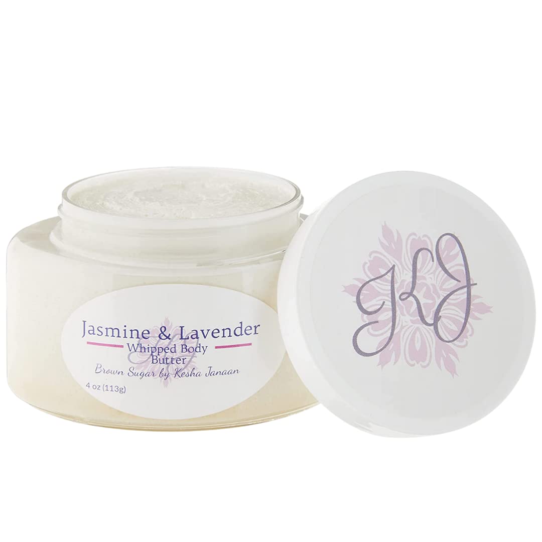 Organic Handmade Whipped Body Butter - Jasmine & Lavender Scented, 4 oz - Ultra Moisturizing & Nourishing for Dry Skin - Perfect for Daily Skincare, Gift & Spa Relaxation