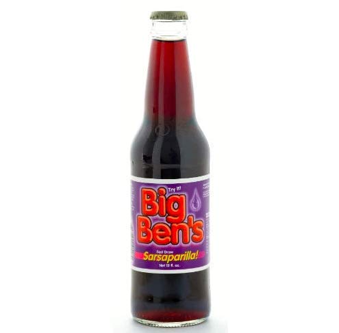 Big Ben's Sarsaparilla Soda - 12oz Glass Bottles (Pack of 12) | Old-Fashioned Root Beer Flavor | Perfect for BBQs, Parties & Vintage Soda Collections