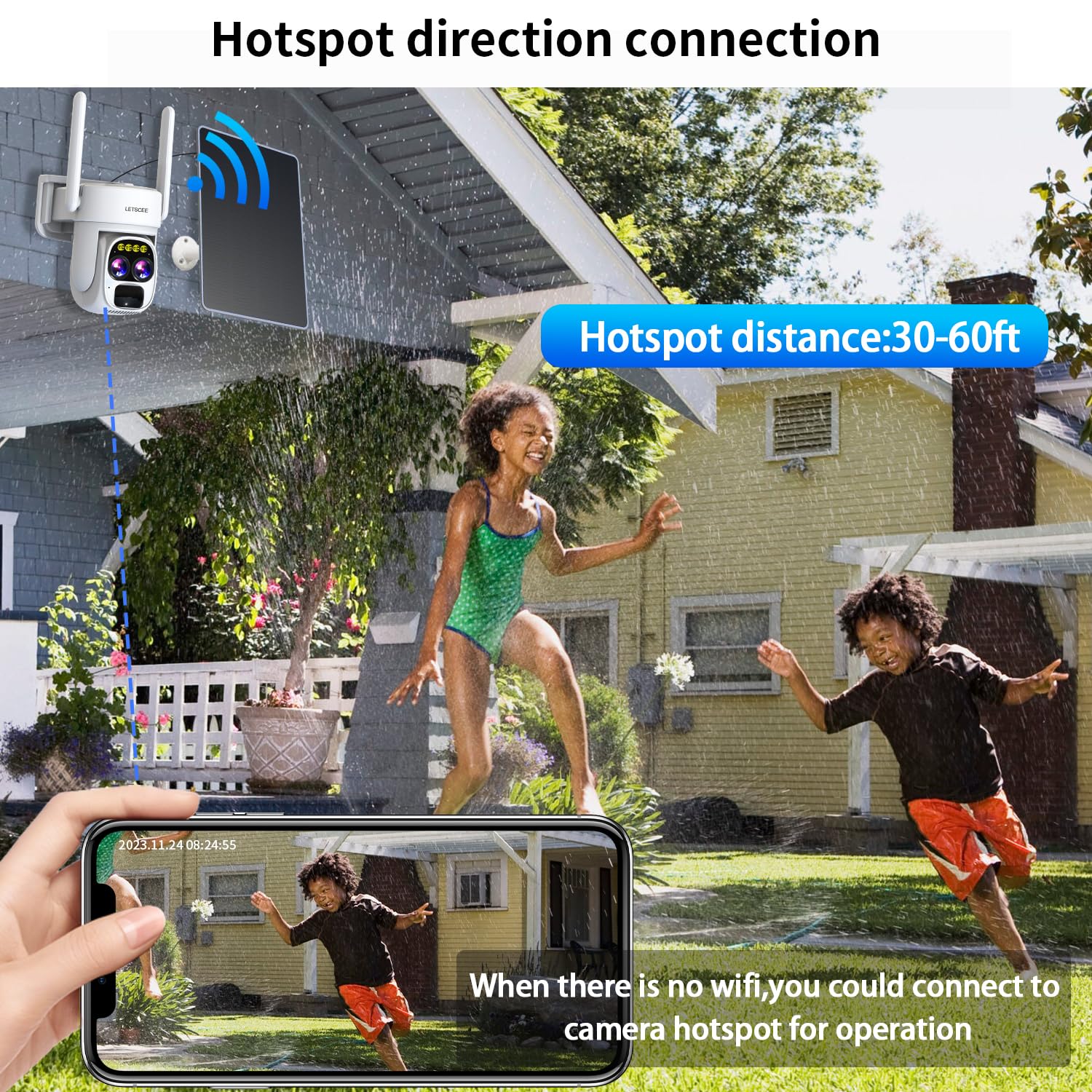 Wireless Outdoor Solar Security Camera with 360° PTZ, 2K HD, Night Vision & Waterproof - Alexa Compatible, Dual Lens 10x Zoom, No Monthly Fee - Ideal for Home Surveillance, Backyard Monitoring & Property Protection