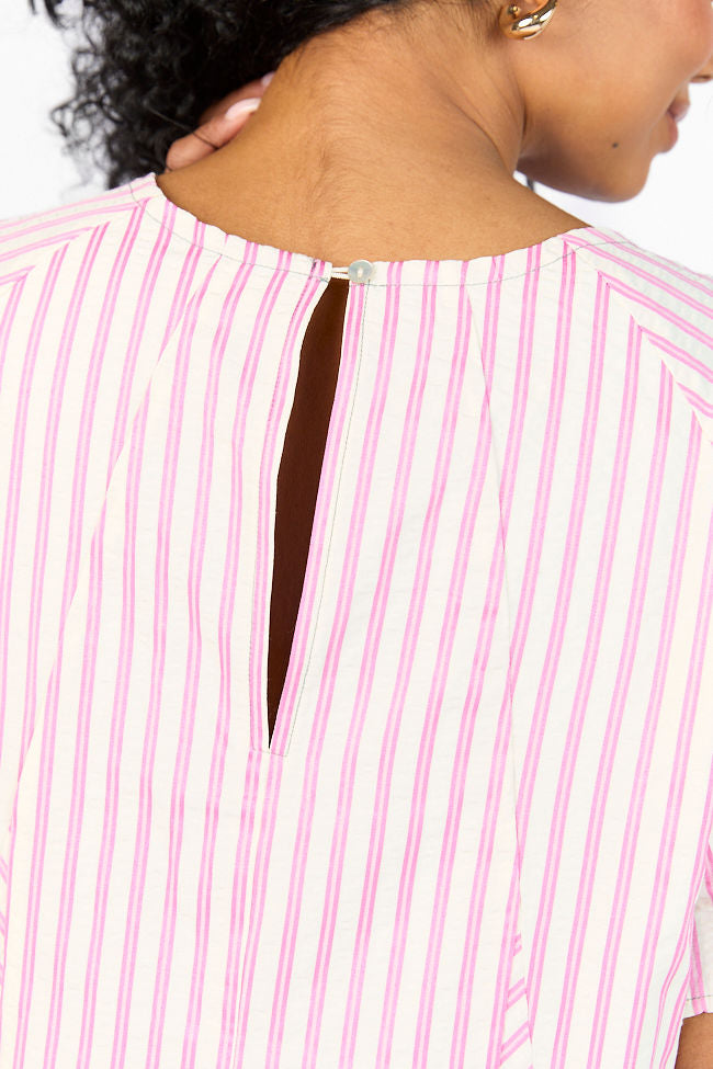 Pink Striped Mini Dress with Panel Design - Flirty & Feminine Summer Outfit for Beach, Party & Date Night