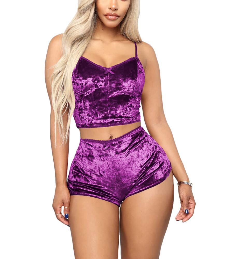 Sexy Women's Pajama Set - 2 Piece Sleepwear with Shorts & Crop Top | Soft Comfortable Loungewear for Bedtime, Sleepovers & Relaxing at Home
