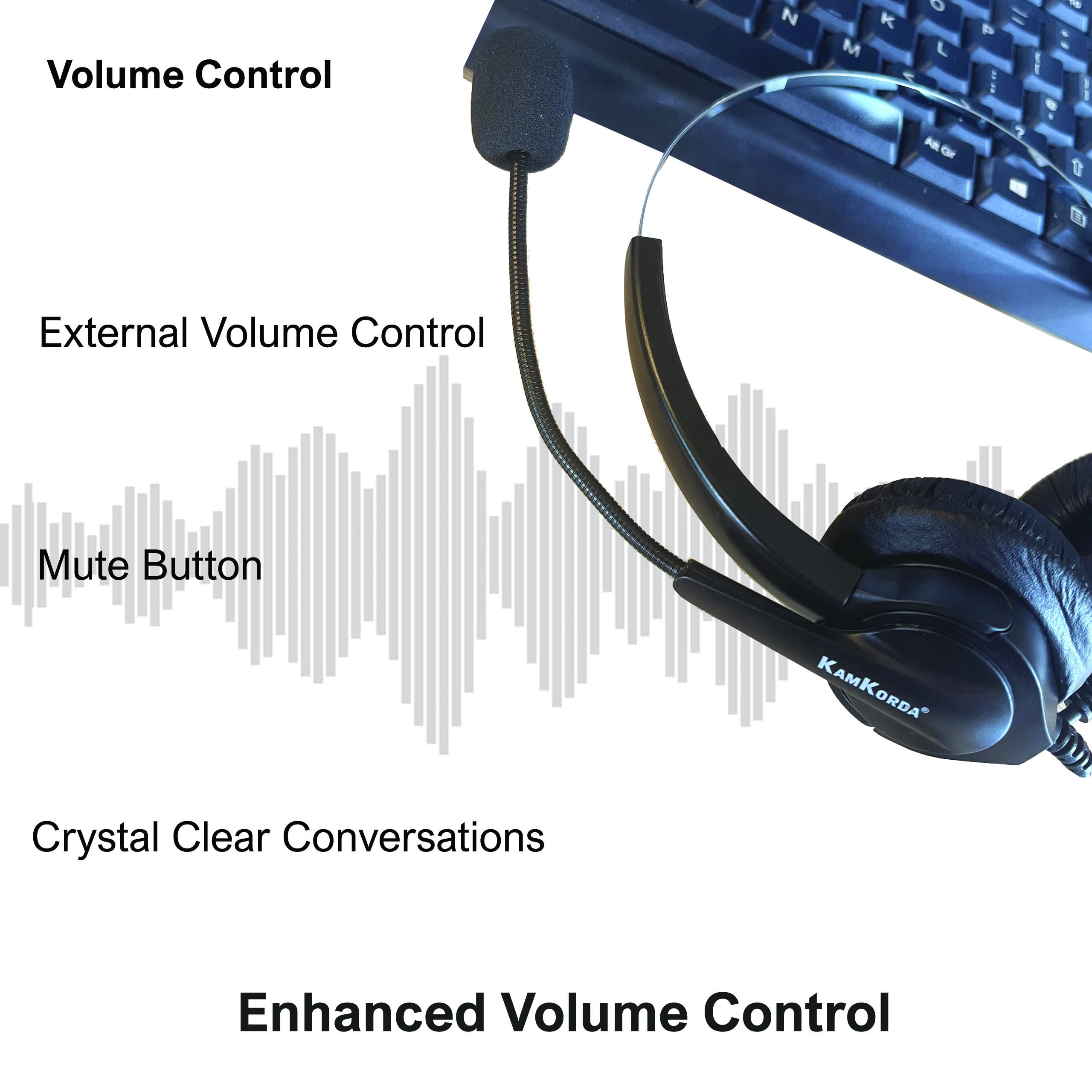 KamKorda USB Computer Headset with Noise Cancelling Microphone - Professional Office Headset for Teams Meetings, Remote Work, Call Centers & Home Office | Perfect for Video Conferencing, Online Classes & Customer Support