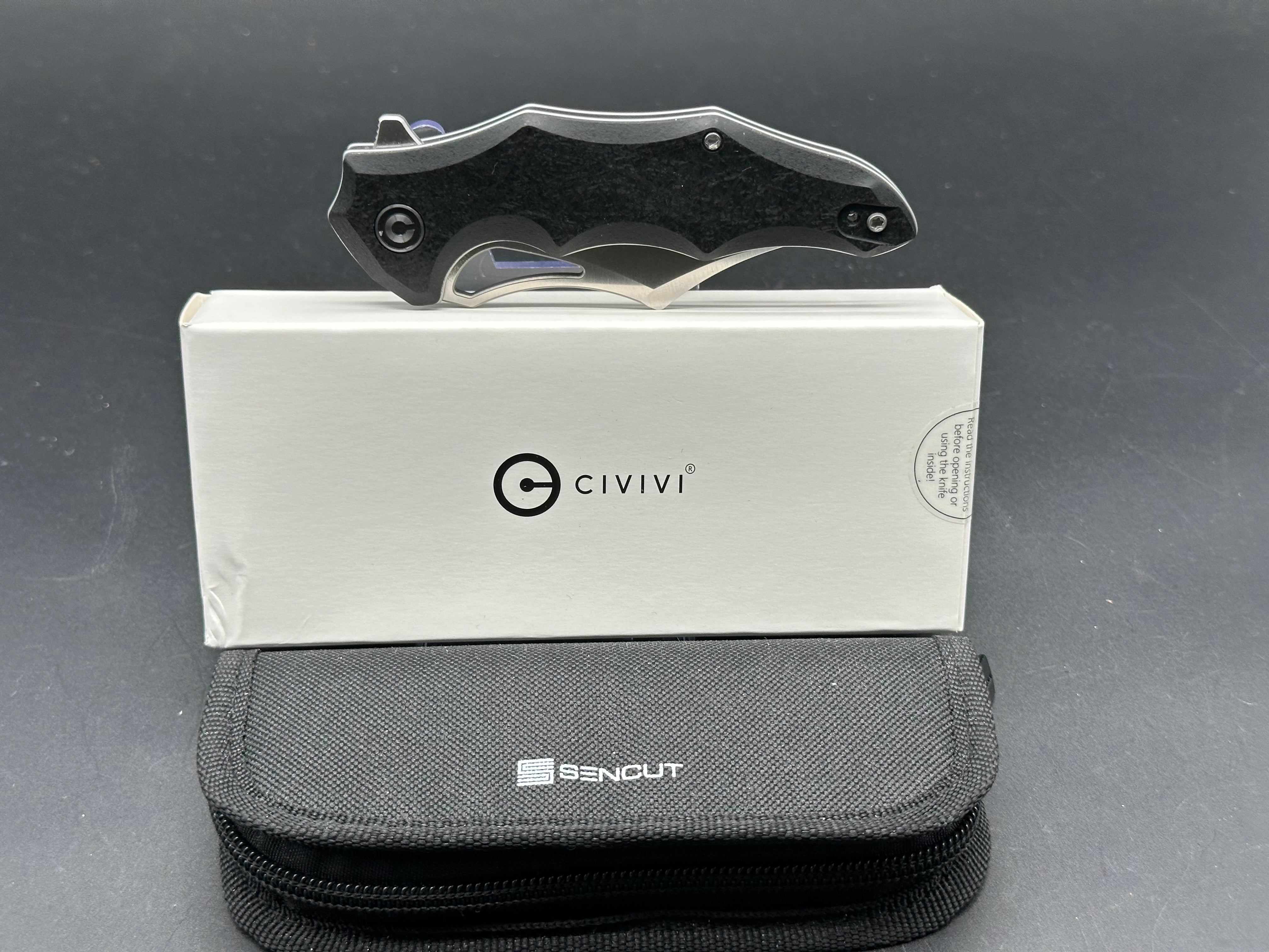 CIVIVI CHIRO Folding Pocket Knife - 14C28N Stainless Steel Blade, Black Handle, Clip Point Plain Edge Satin Finish - Perfect for Camping, Hiking & Everyday Carry (EDC)